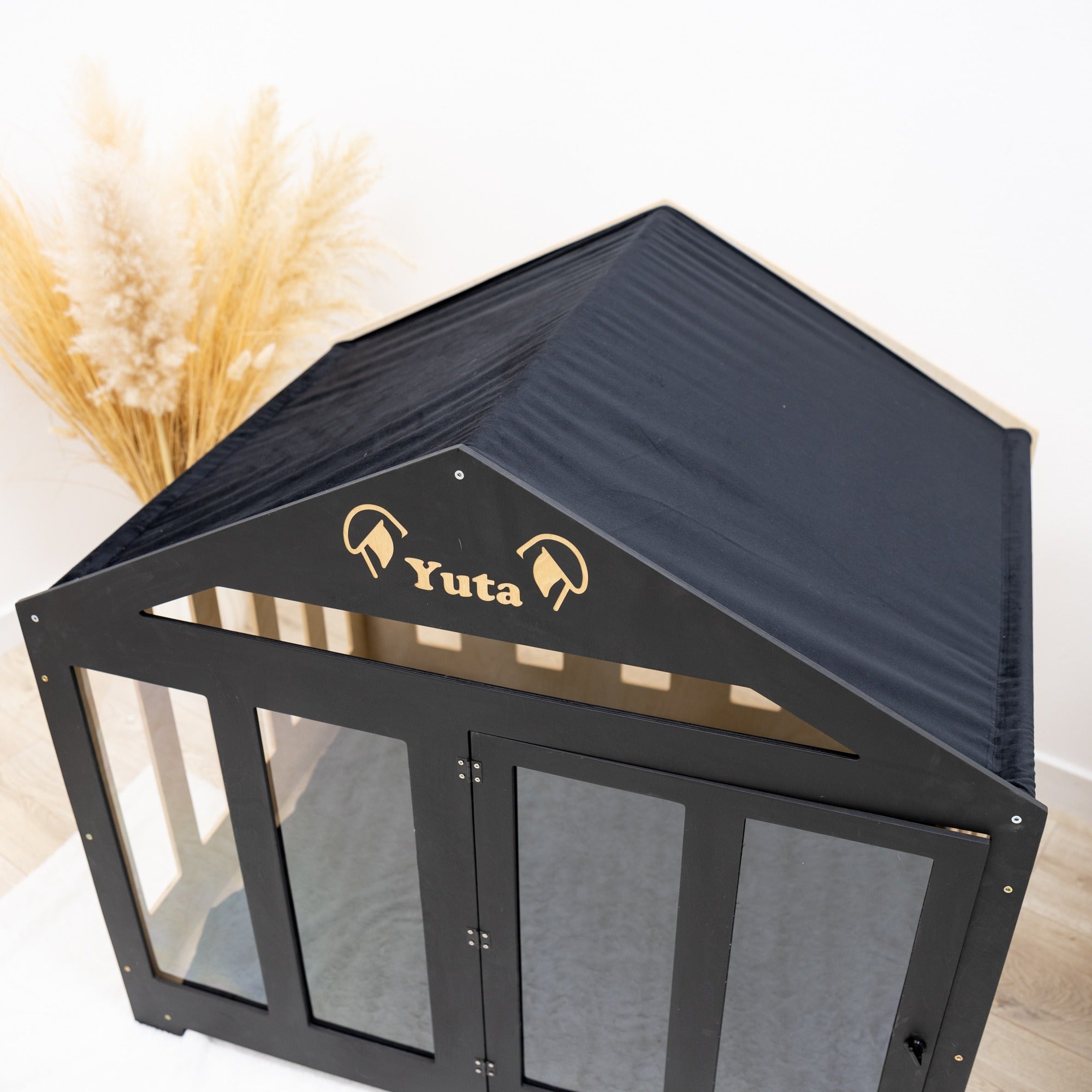 Dog House with a Fabric Roof - Black by Enjoy The Wood
