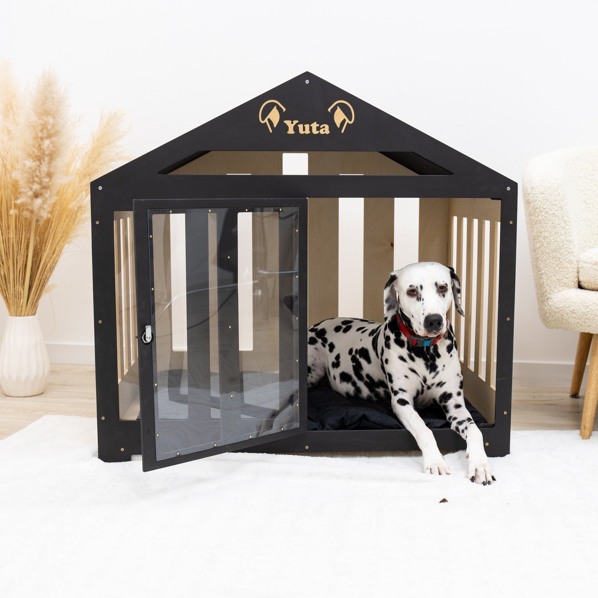 Dog House with a Fabric Roof - Black by Enjoy The Wood
