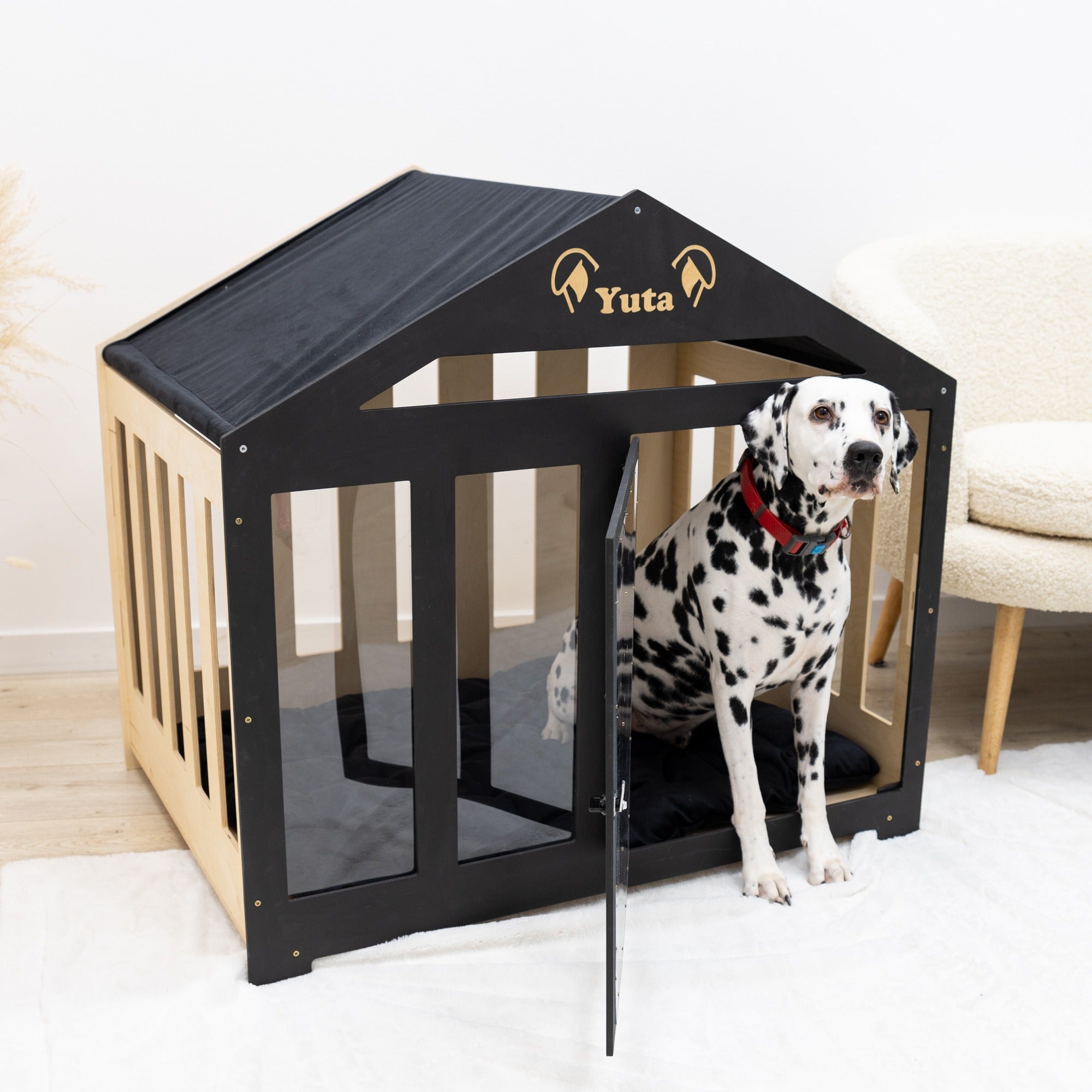 Dog House with a Fabric Roof - Black by Enjoy The Wood