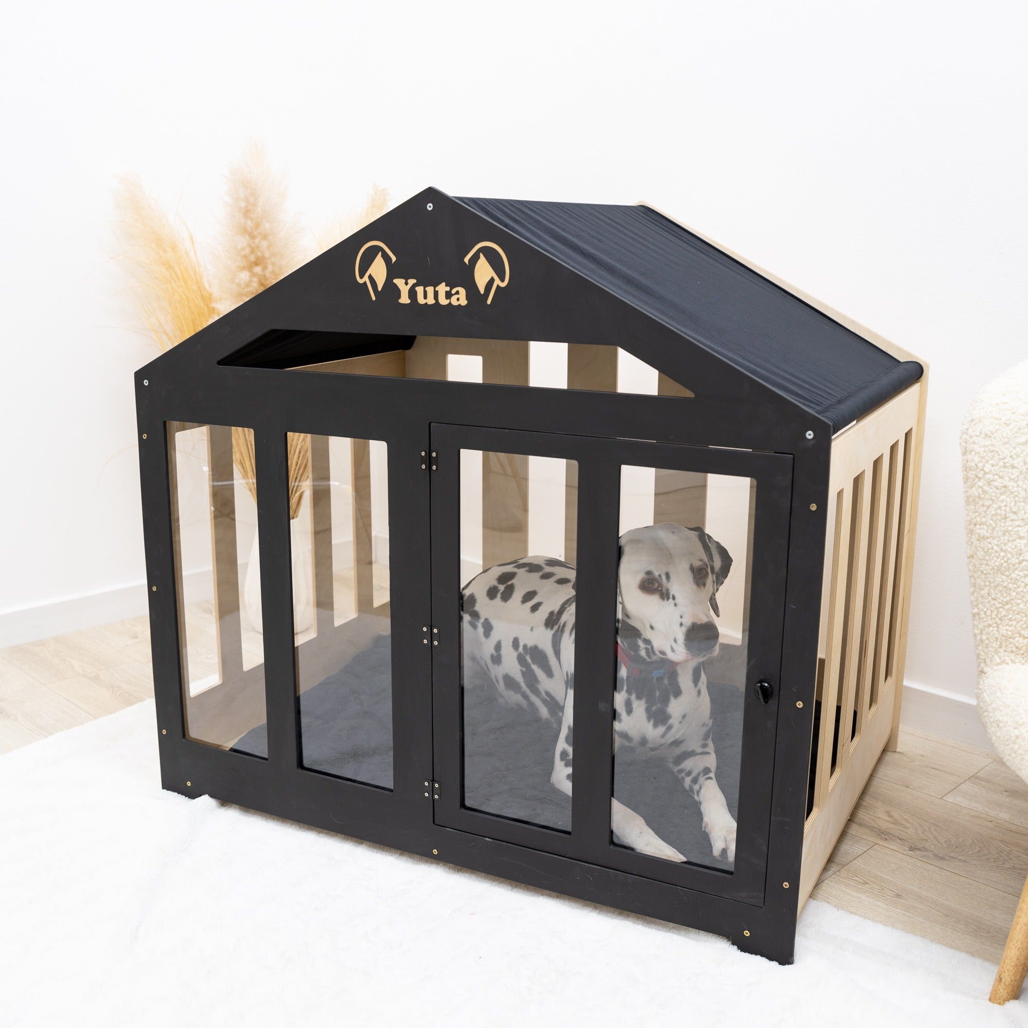 Dog House with a Fabric Roof - Black by Enjoy The Wood