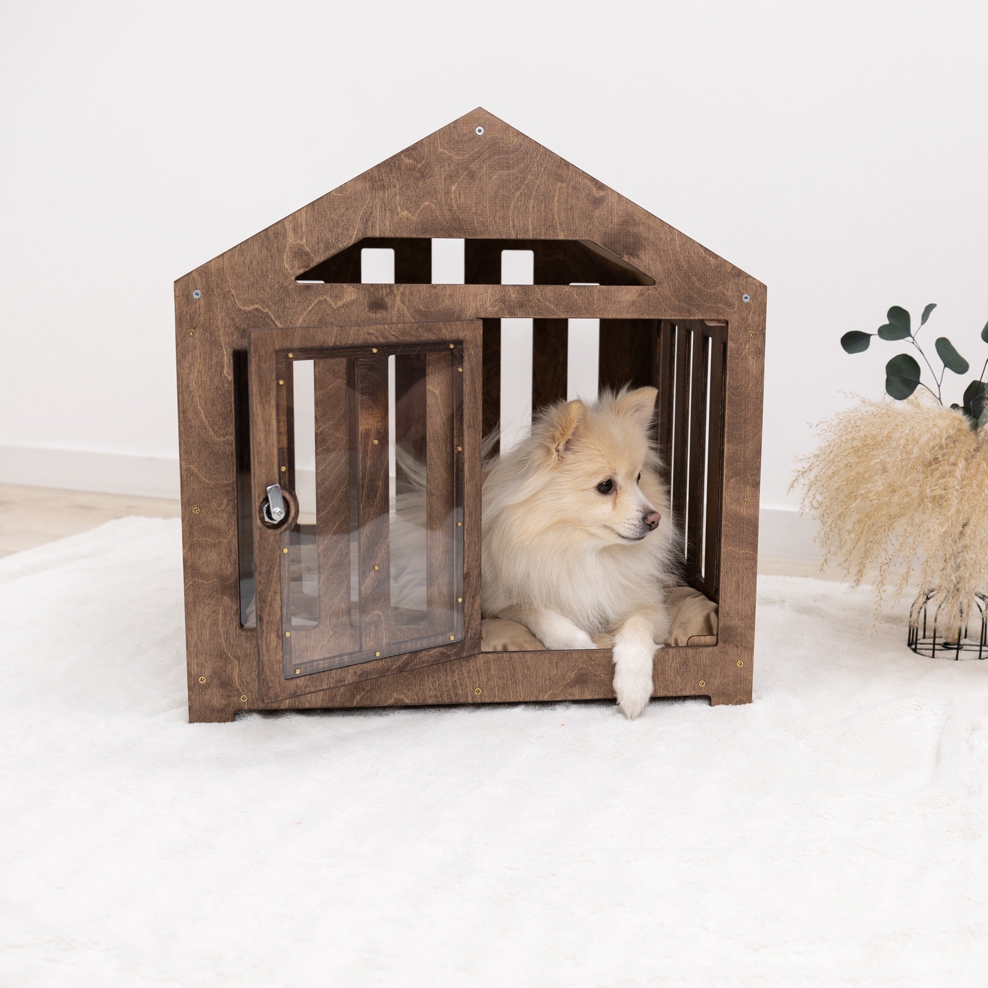 Dog House with a Fabric Roof - Dark Walnut by Enjoy The Wood