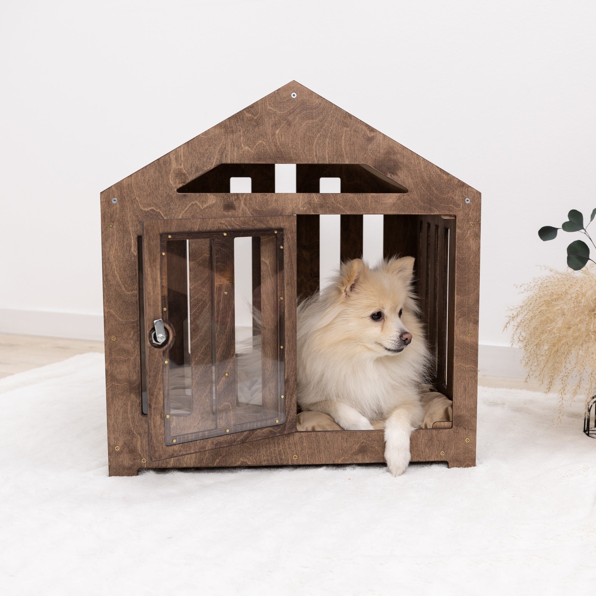 Dog House with a Fabric Roof - Dark Walnut by Enjoy The Wood