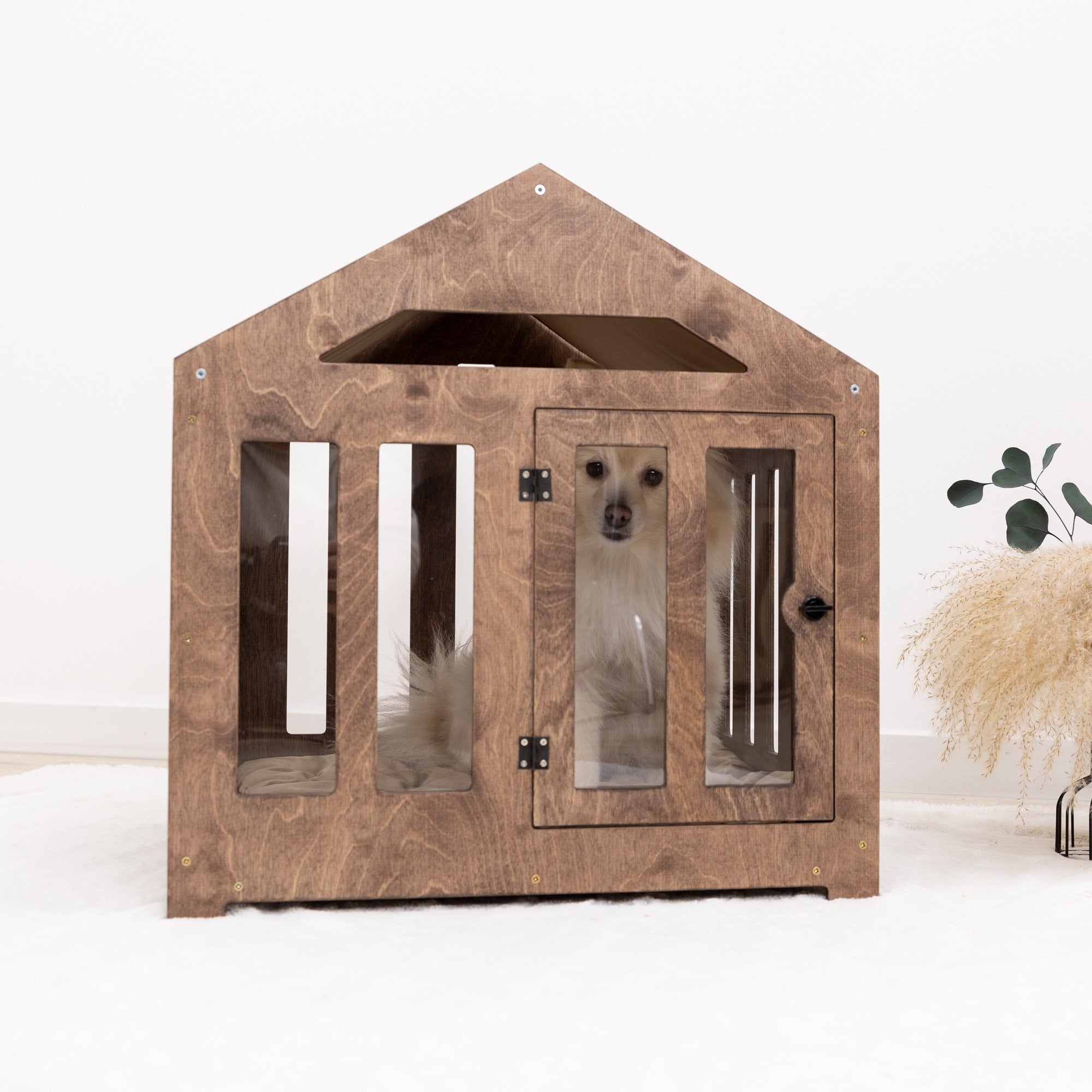 Dog House with a Fabric Roof - Dark Walnut by Enjoy The Wood