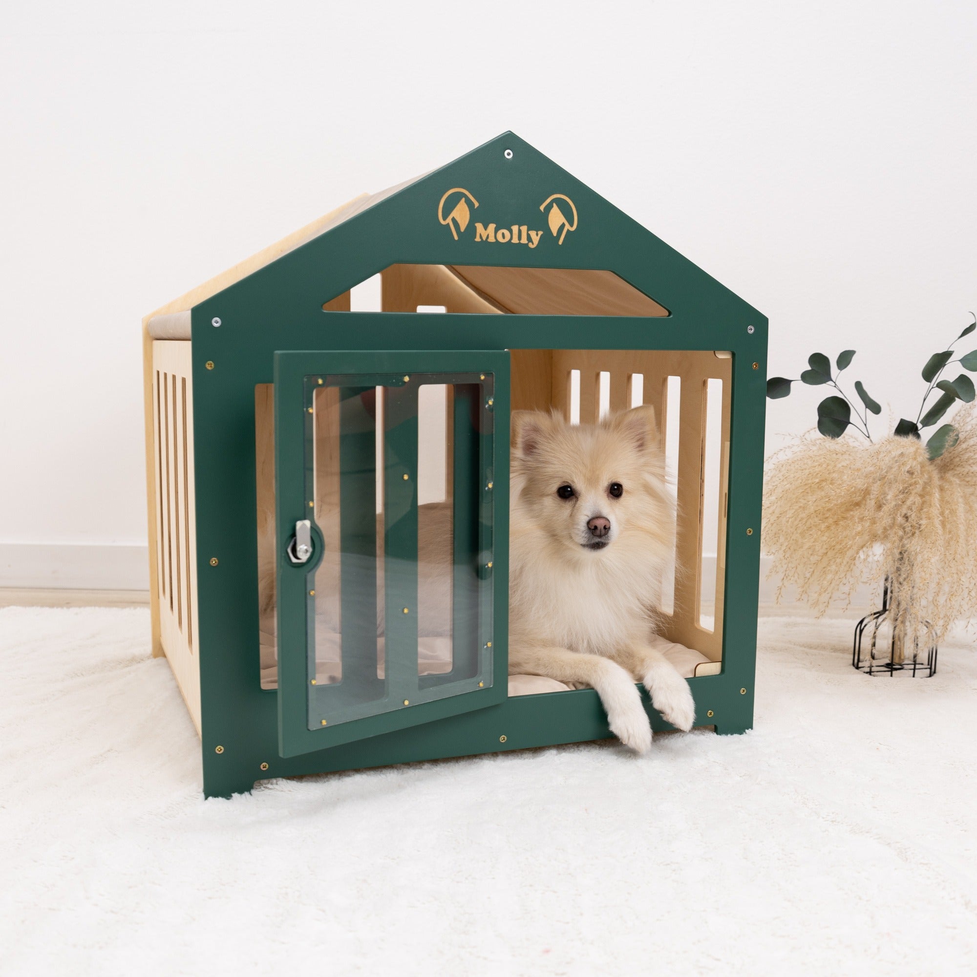 Dog House with a Fabric Roof - Green by Enjoy The Wood