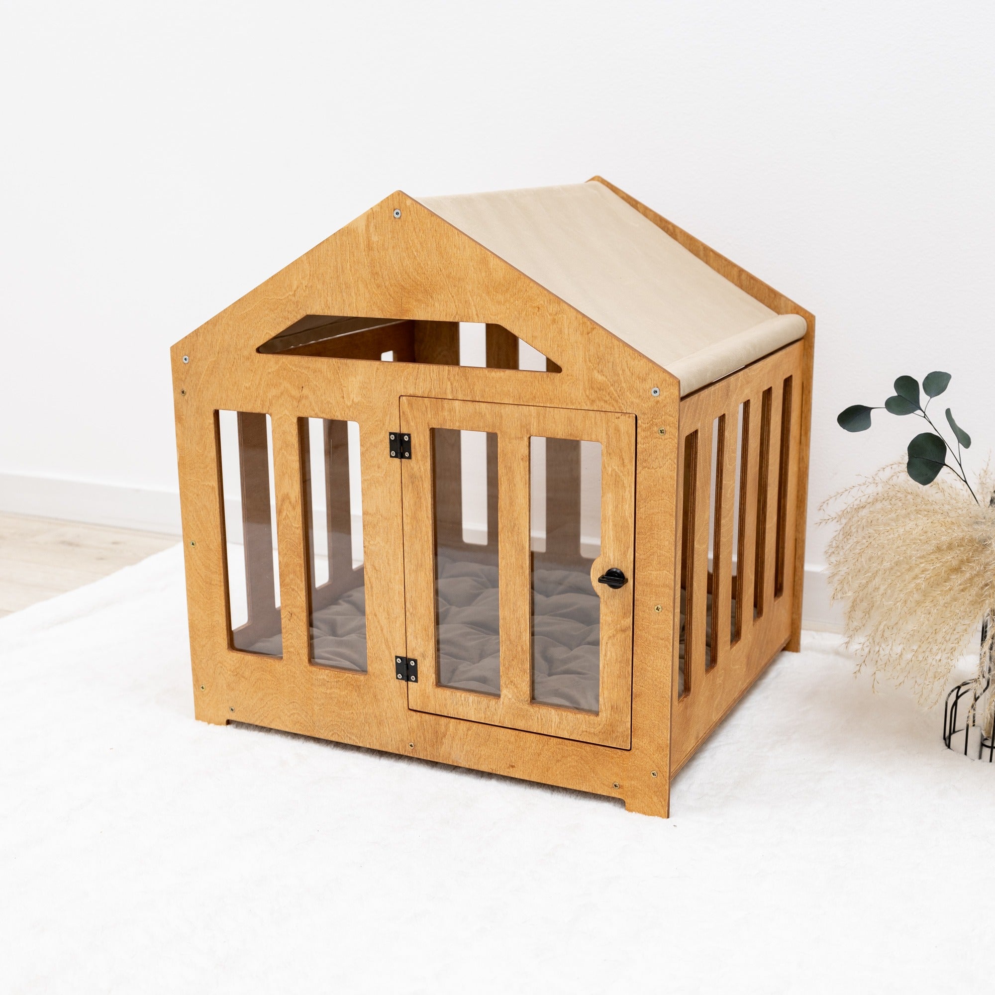 Dog House with a Fabric Roof - Oak by Enjoy The Wood
