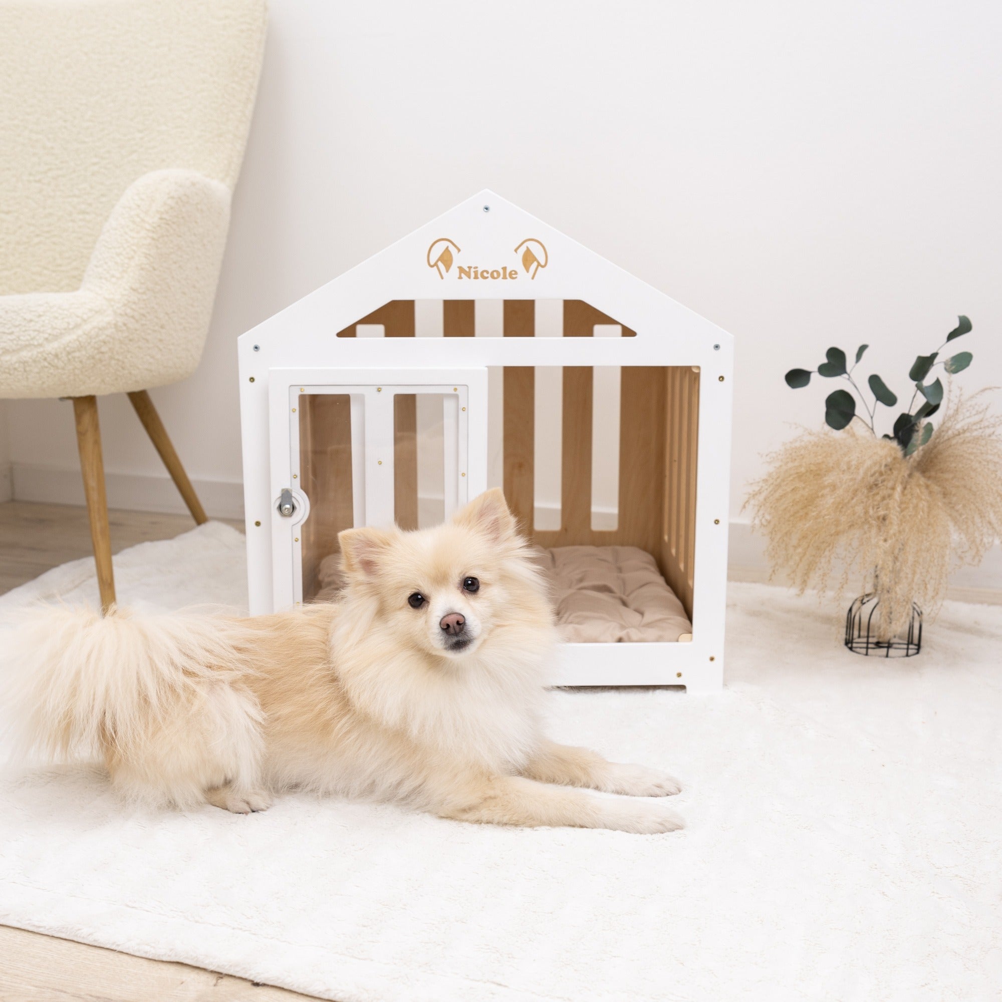 Dog House with a Fabric Roof - White by Enjoy The Wood