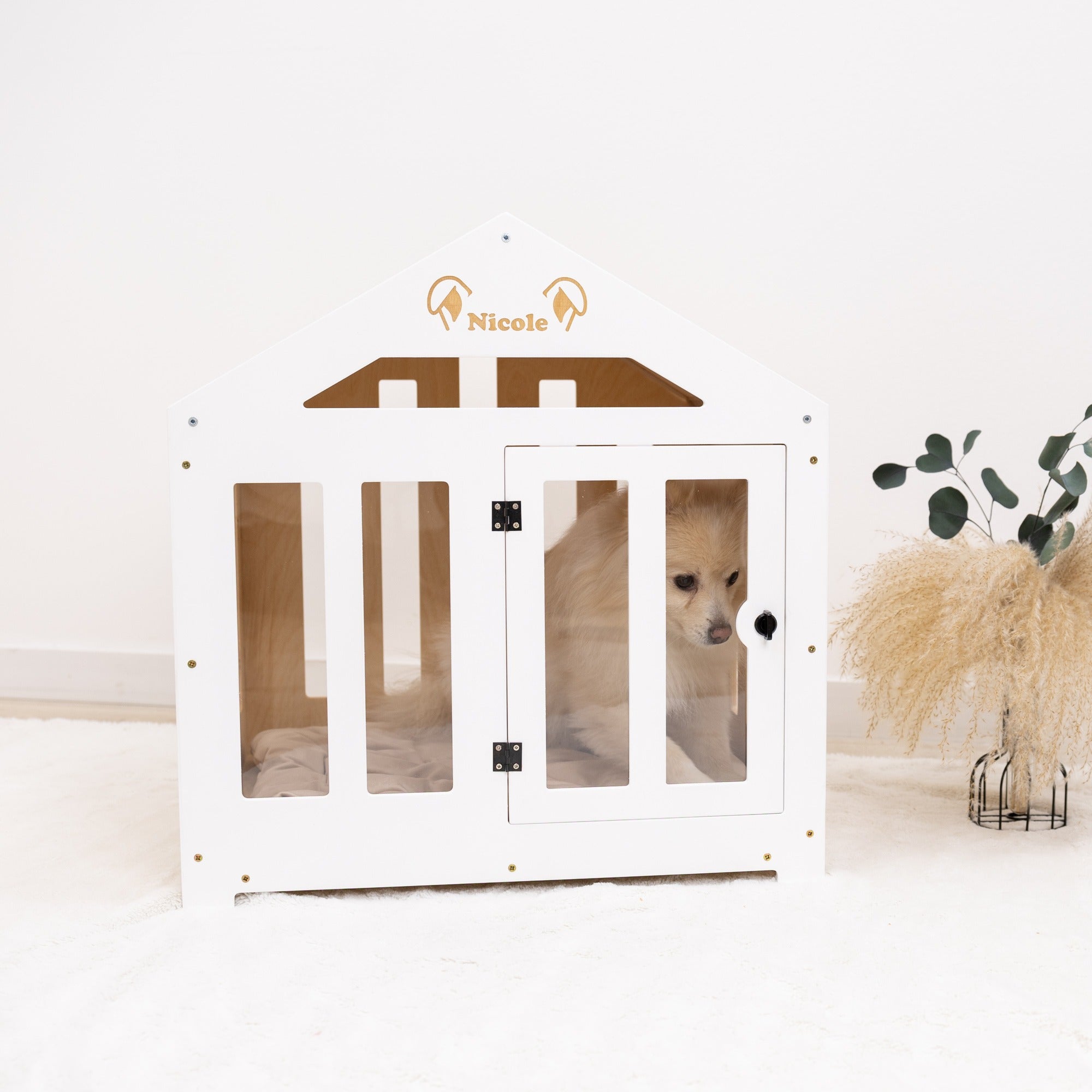 Dog House with a Fabric Roof - White by Enjoy The Wood
