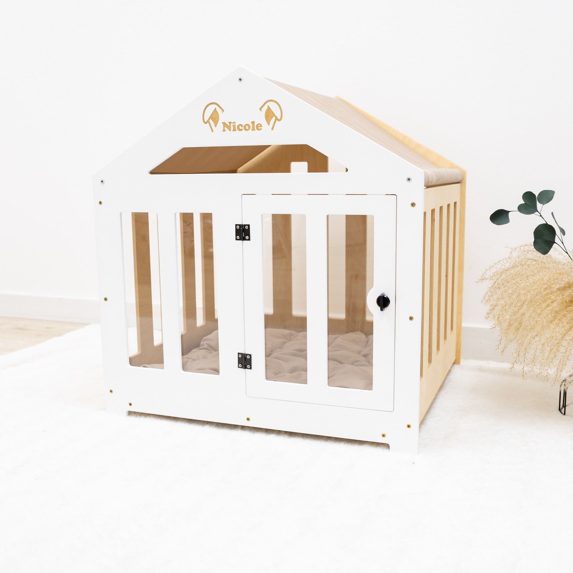 Dog House with a Fabric Roof - White by Enjoy The Wood