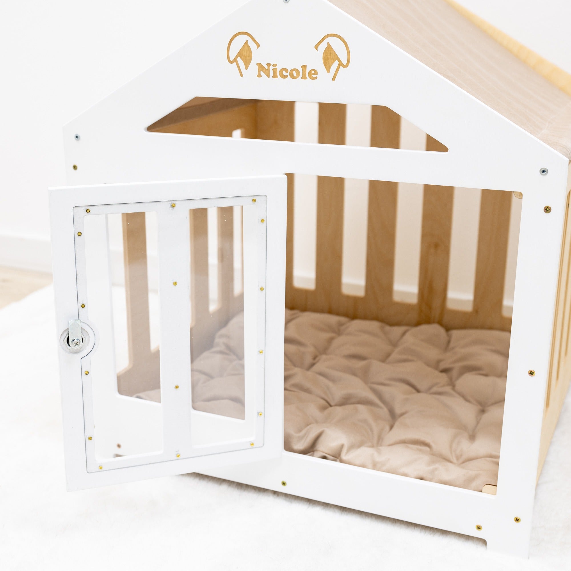 Dog House with a Fabric Roof - White by Enjoy The Wood