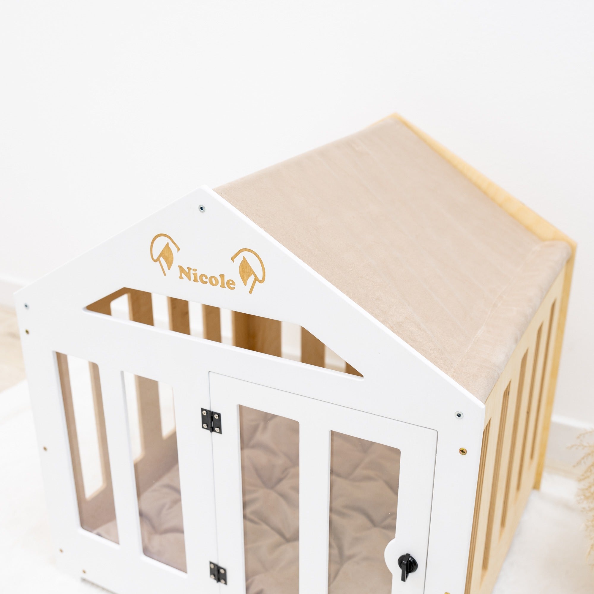 Dog House with a Fabric Roof - White by Enjoy The Wood