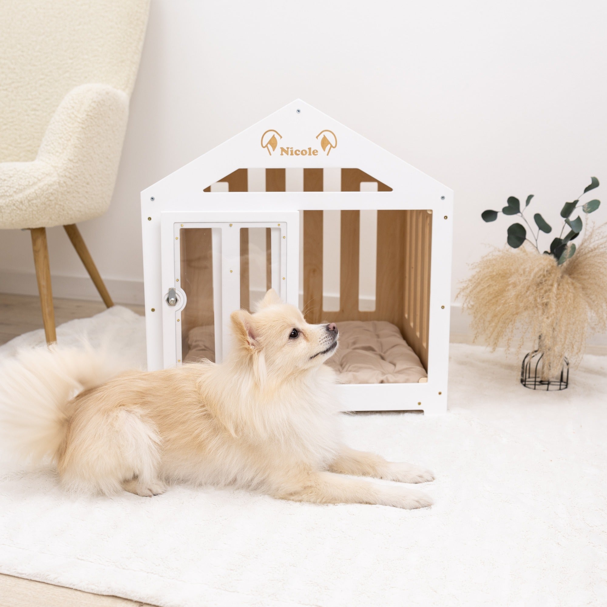 Dog House with a Fabric Roof - White by Enjoy The Wood