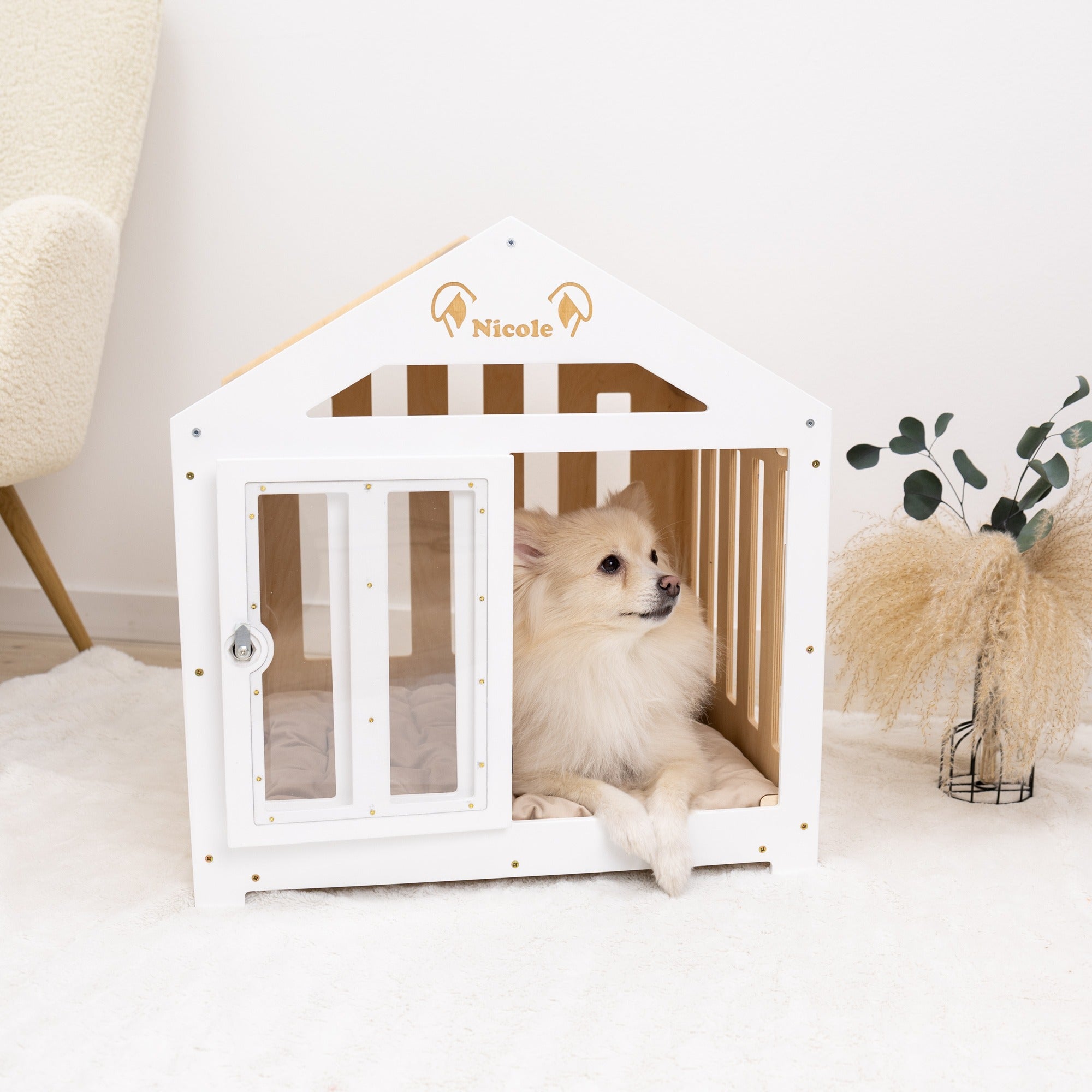Dog House with a Fabric Roof - White by Enjoy The Wood