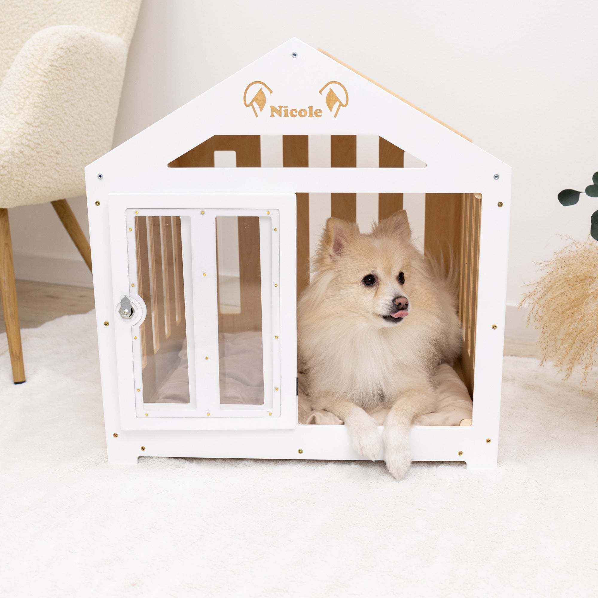 Dog House with a Fabric Roof - White by Enjoy The Wood