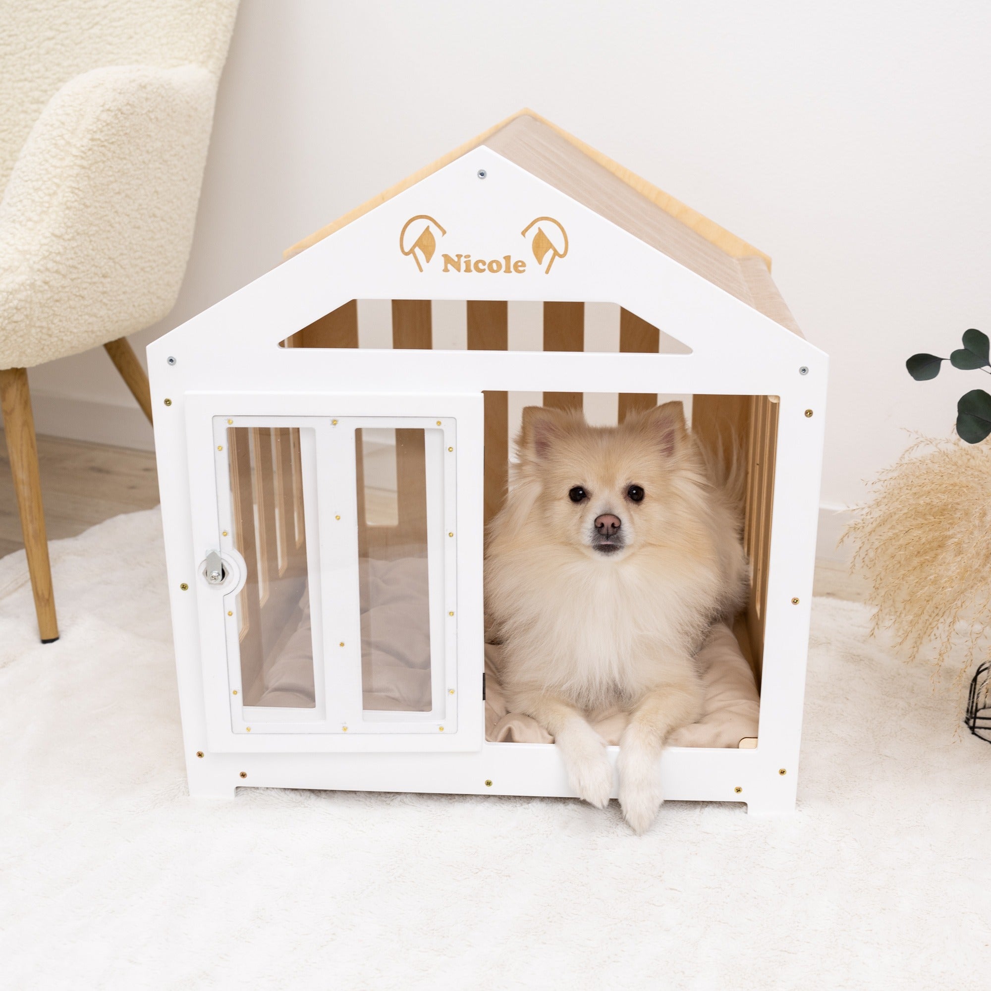 Dog House with a Fabric Roof - White by Enjoy The Wood