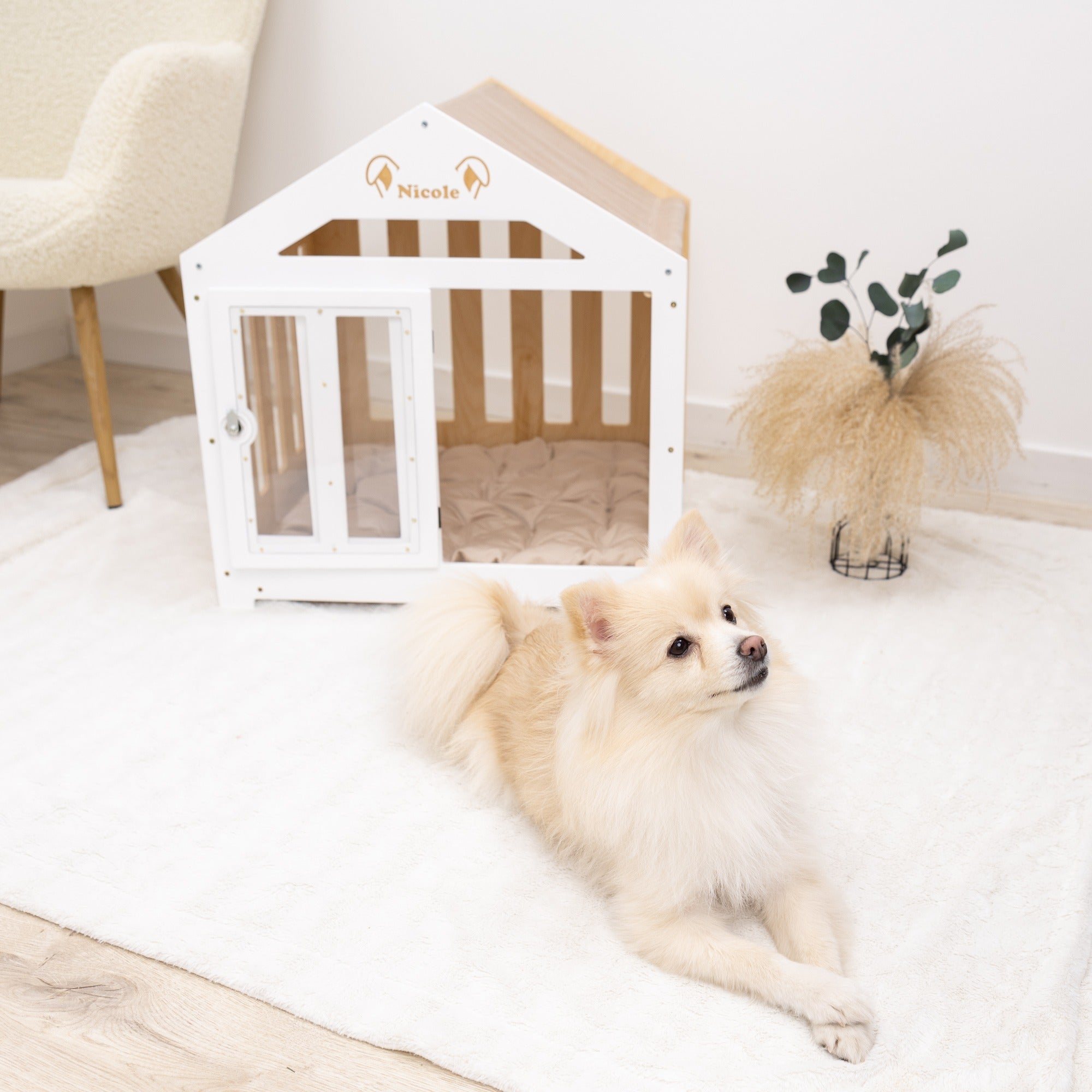 Dog House with a Fabric Roof - White by Enjoy The Wood