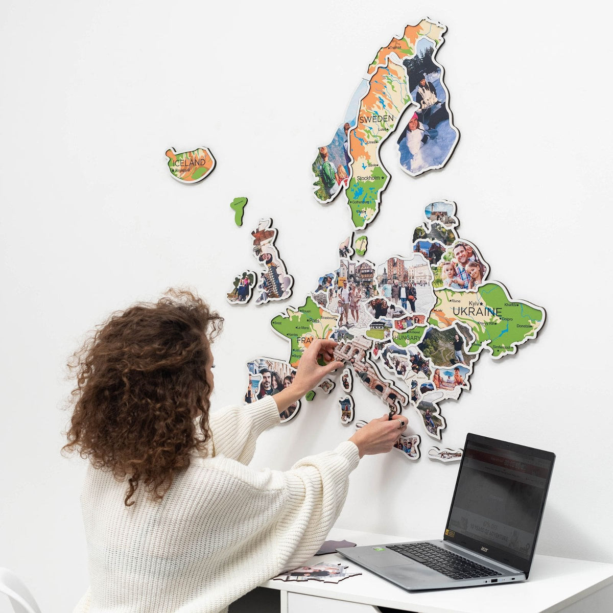 Europe Map Illustration Digital Print Poster Kids Room