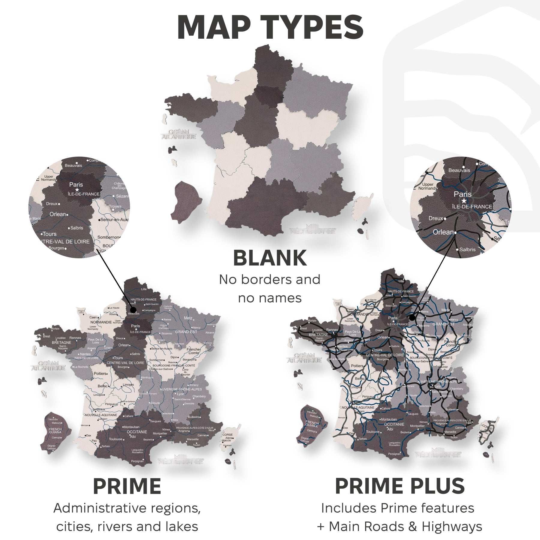 Woman interacting with a wall-mounted map of France