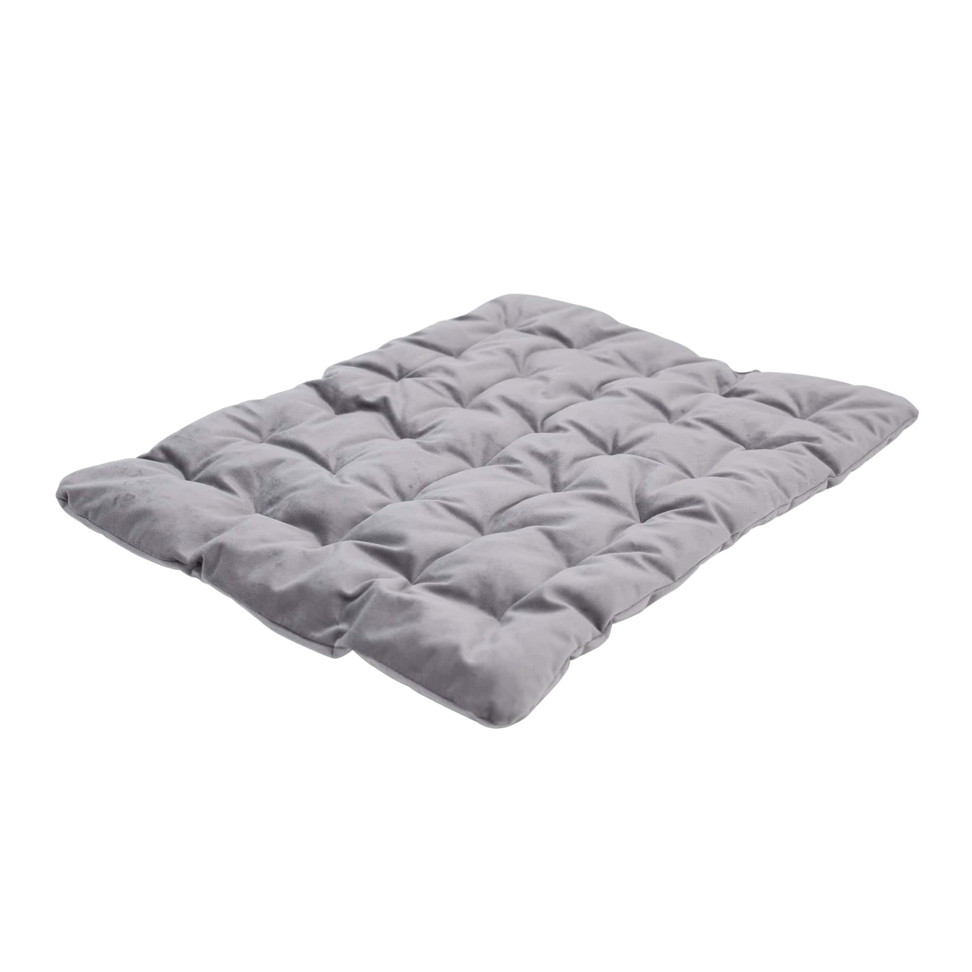 Gray quilted cushion on a white background
