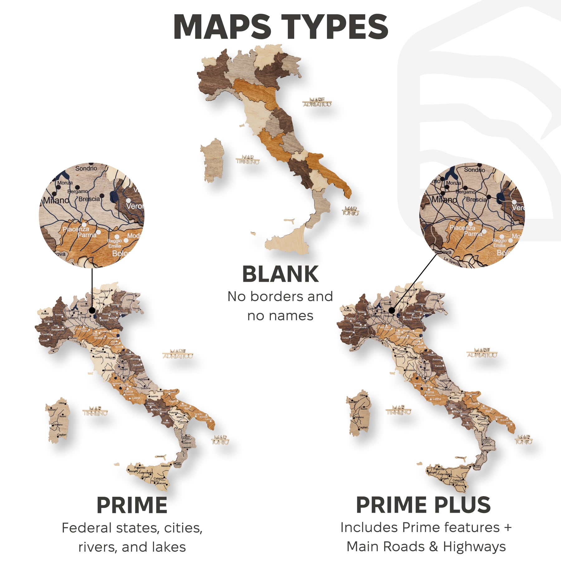 info mulicolor italy map