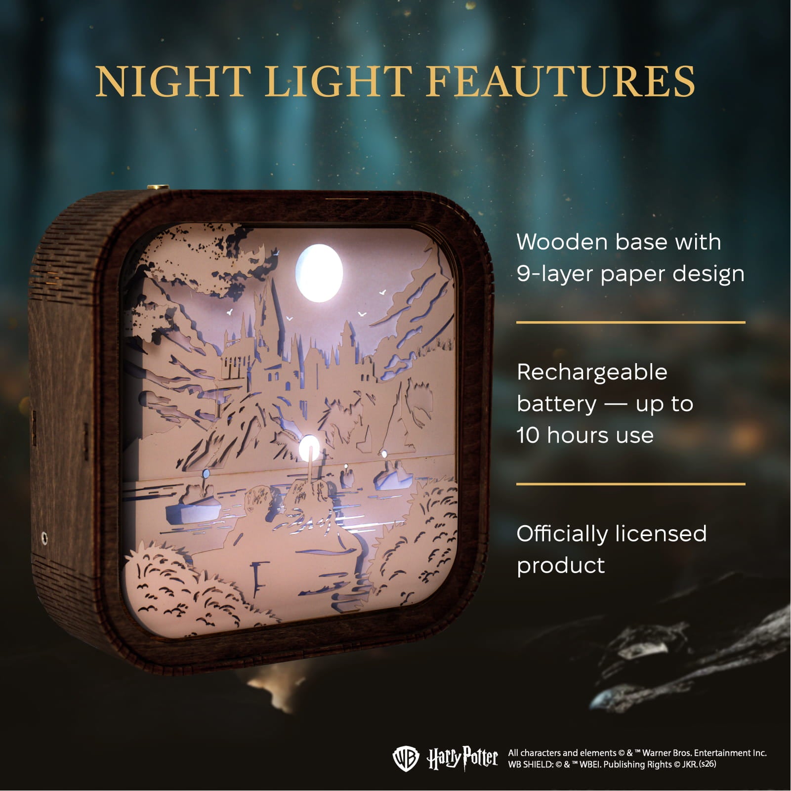 Wooden Paper Night Light - Journey to Hogwarts by Enjoy The Wood