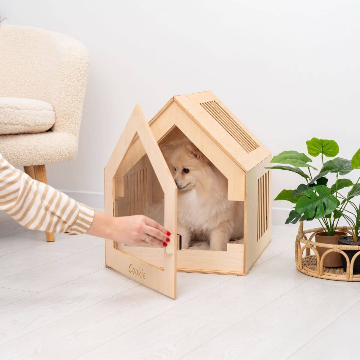 large indoor dog house with door