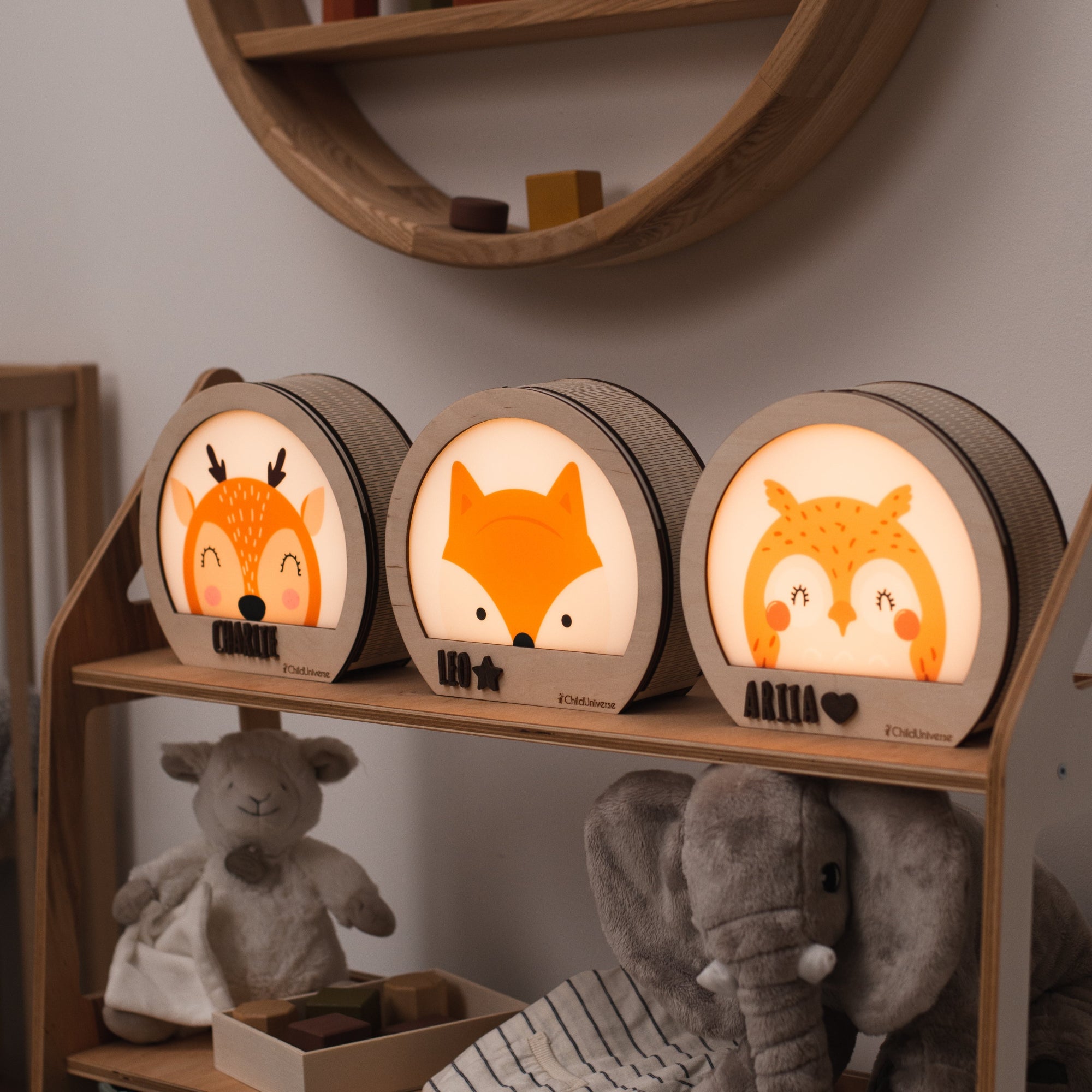 fox wooden night light
