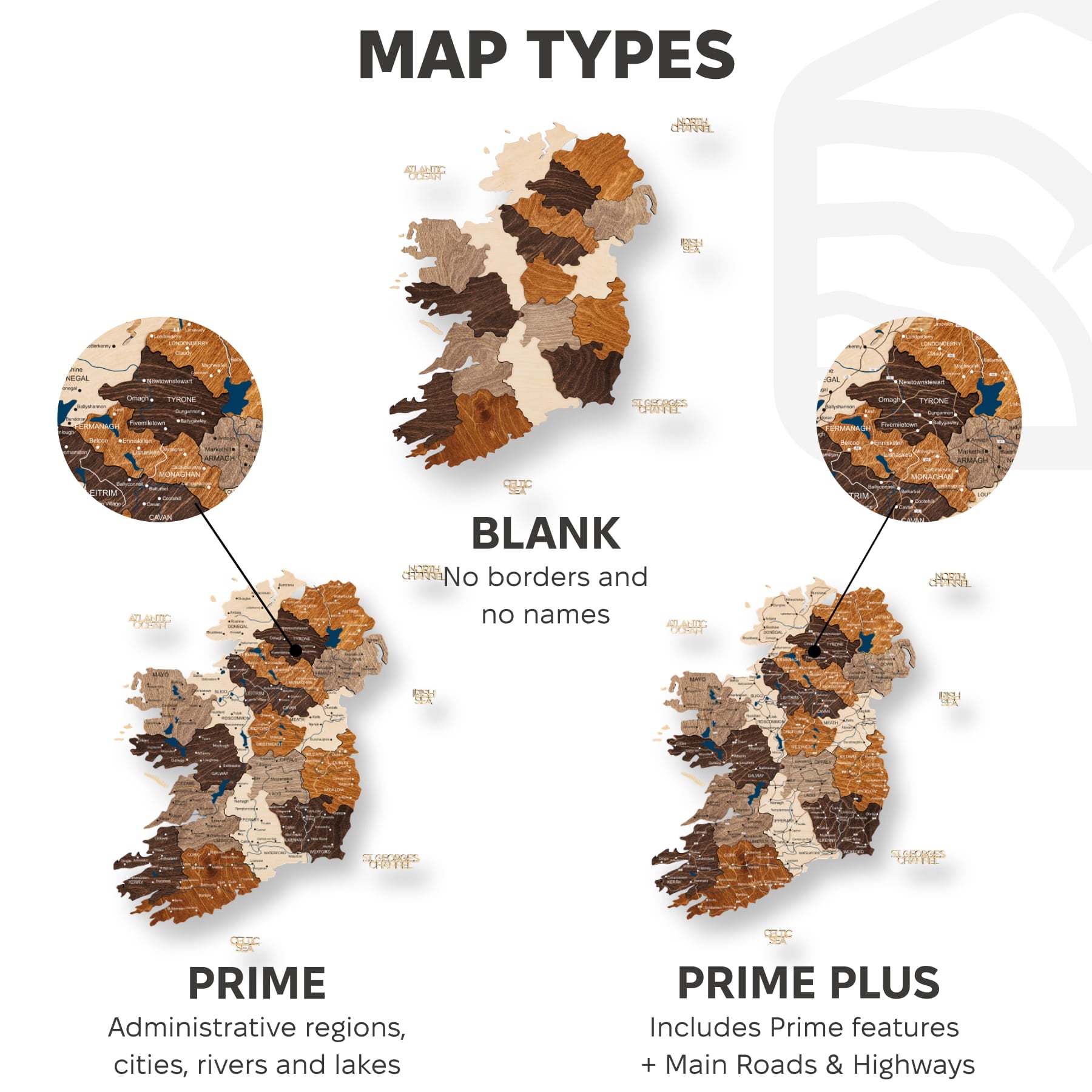 3D Wooden Map of Ireland - Multicolor by Enjoy The Wood