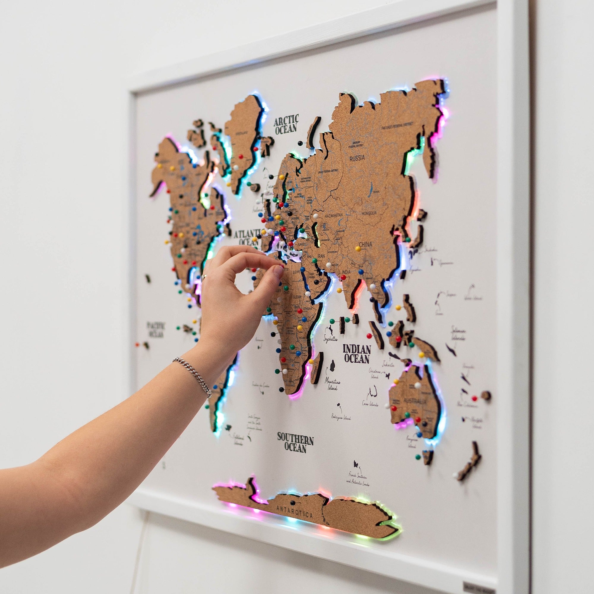 map on cork board