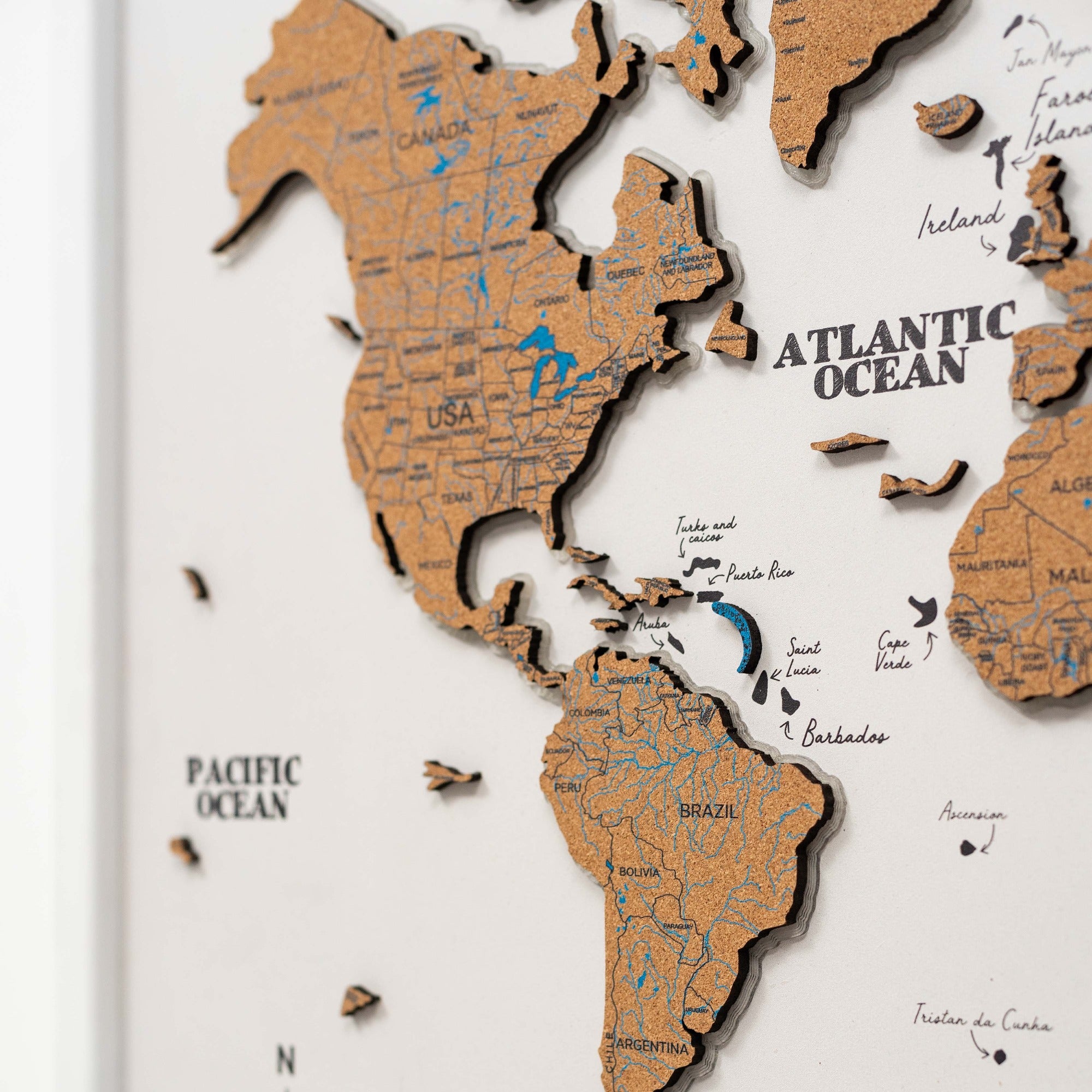 large world map on cork board