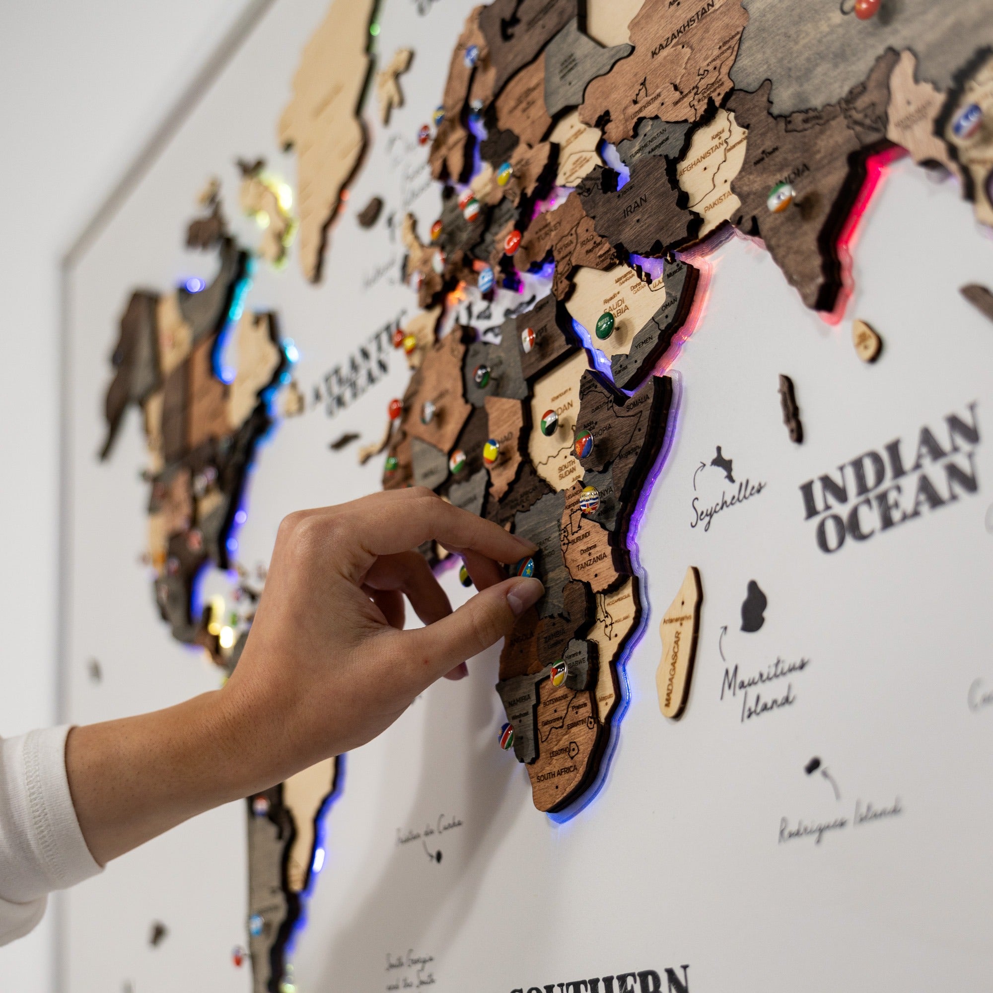 map of the world pin board with countries
