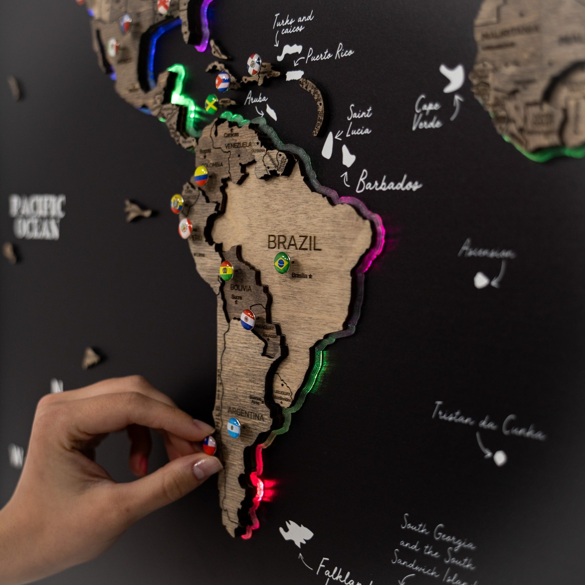 world travel map cork pin board