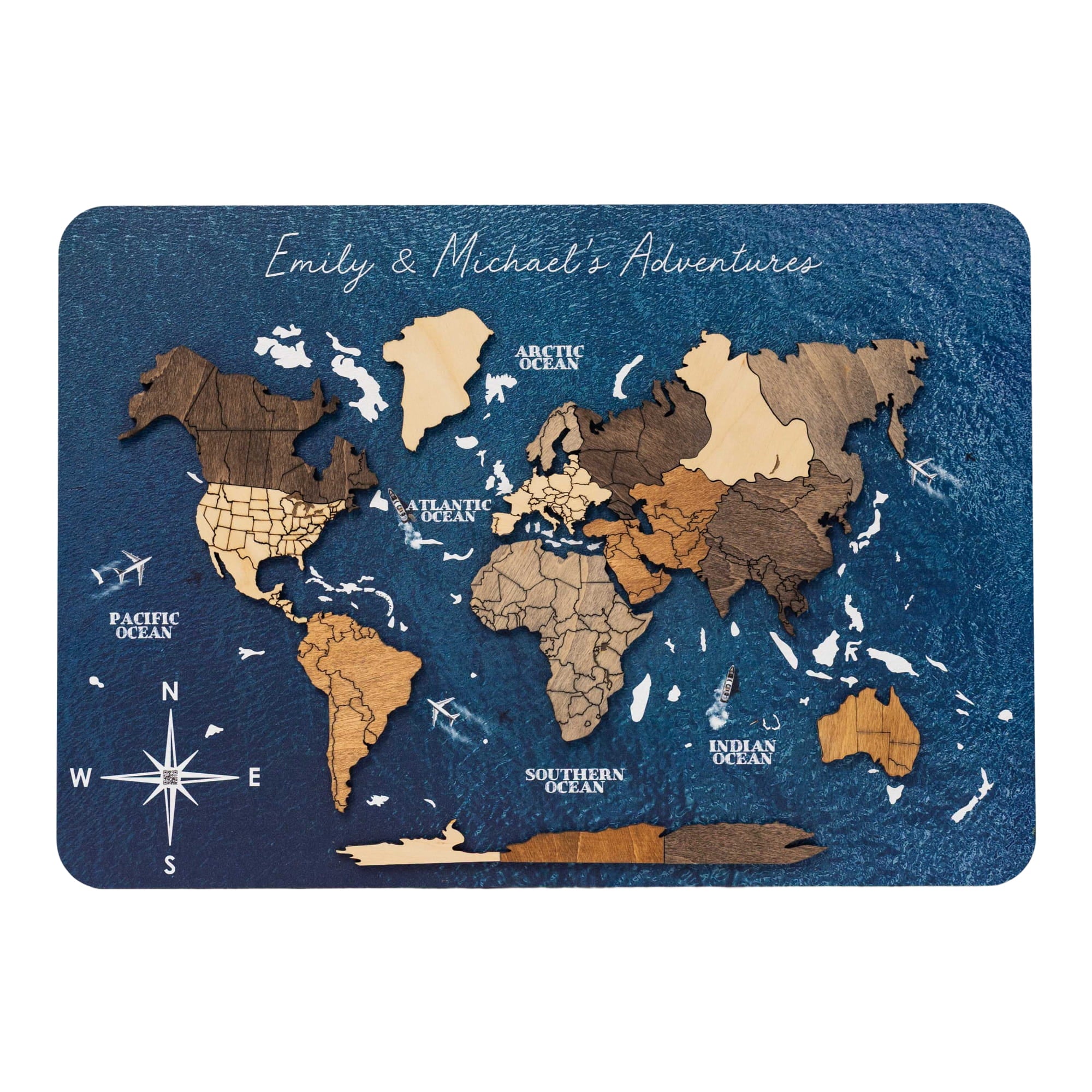 personalized wooden world map