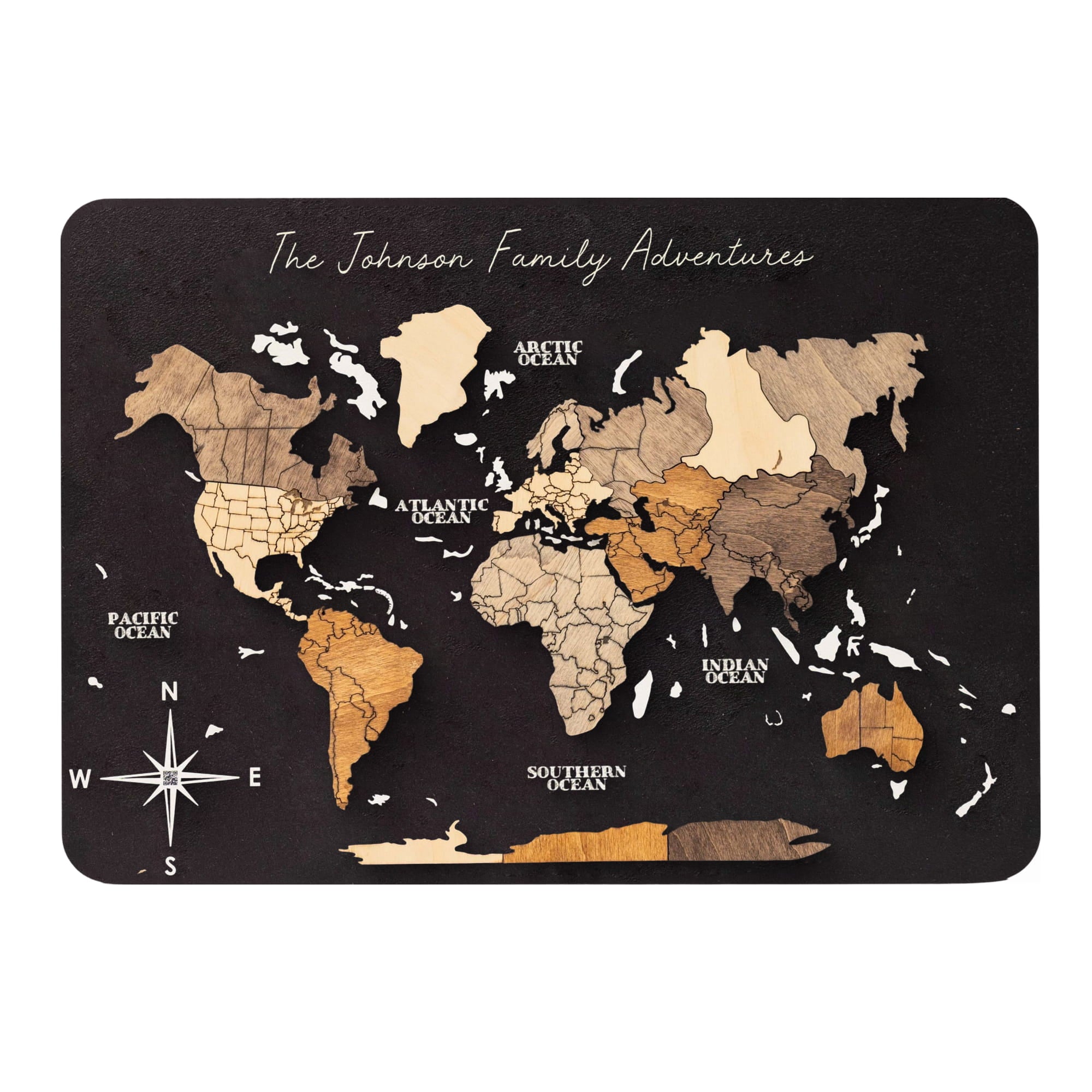 personalized wooden world map