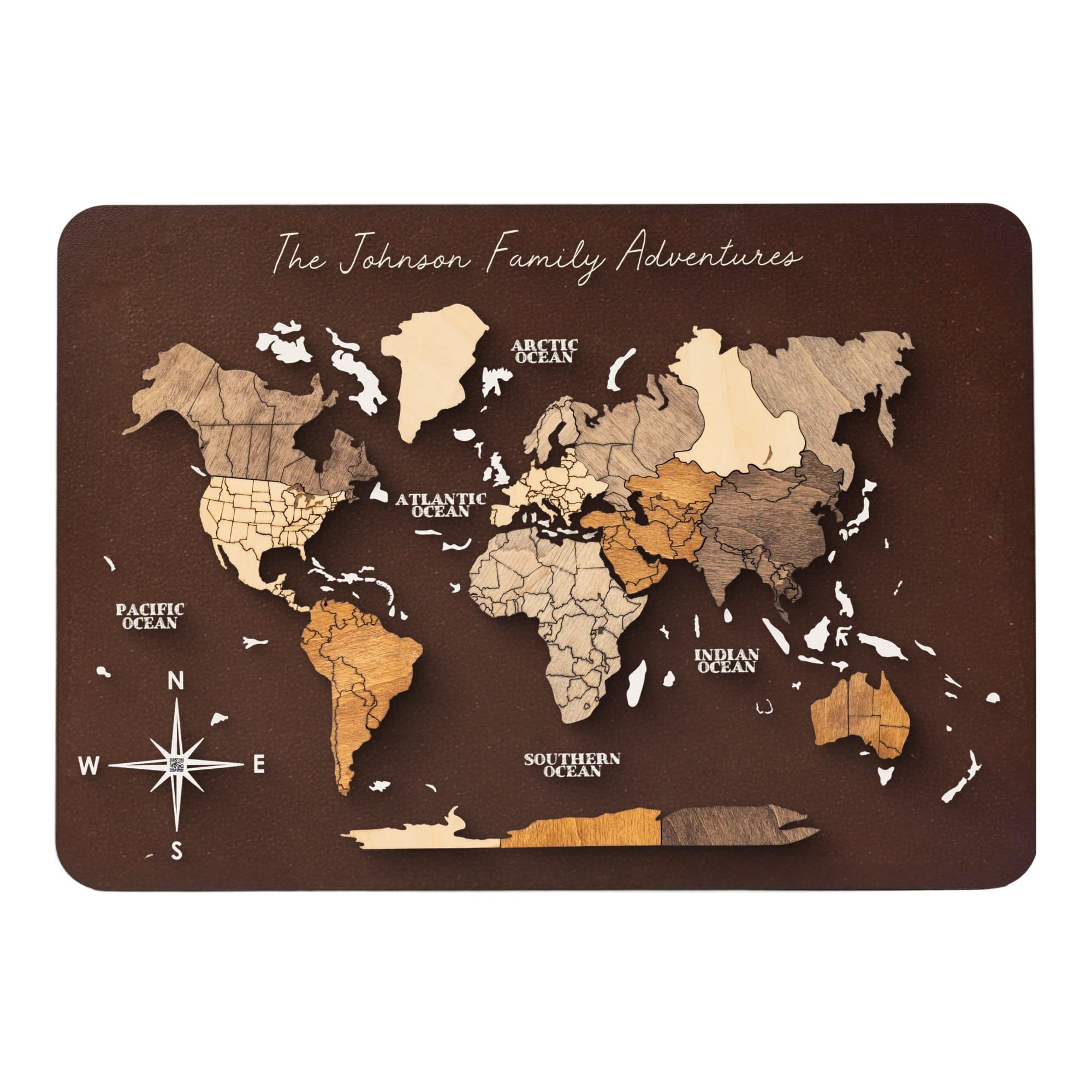 personalized wooden world map