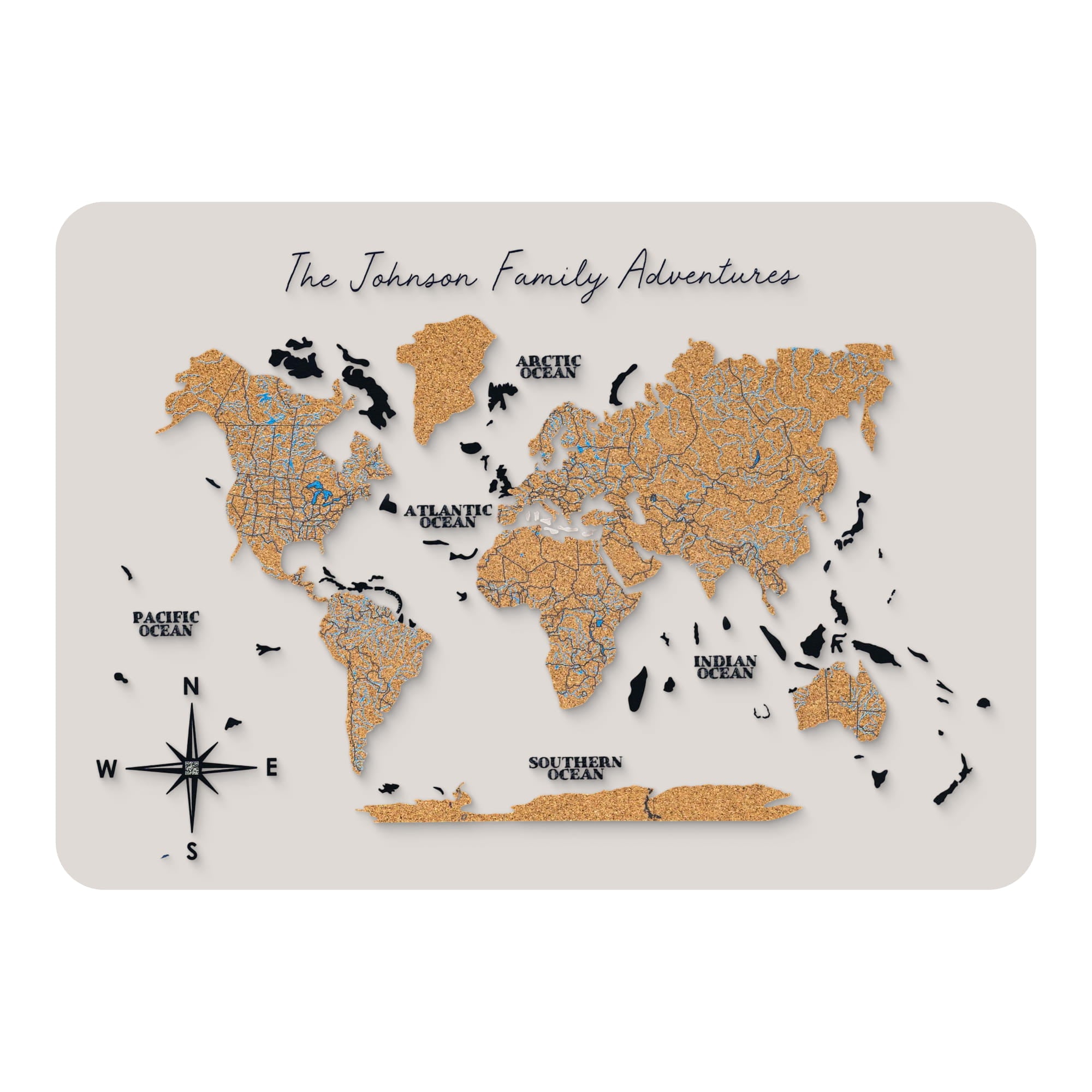 custom wooden world map