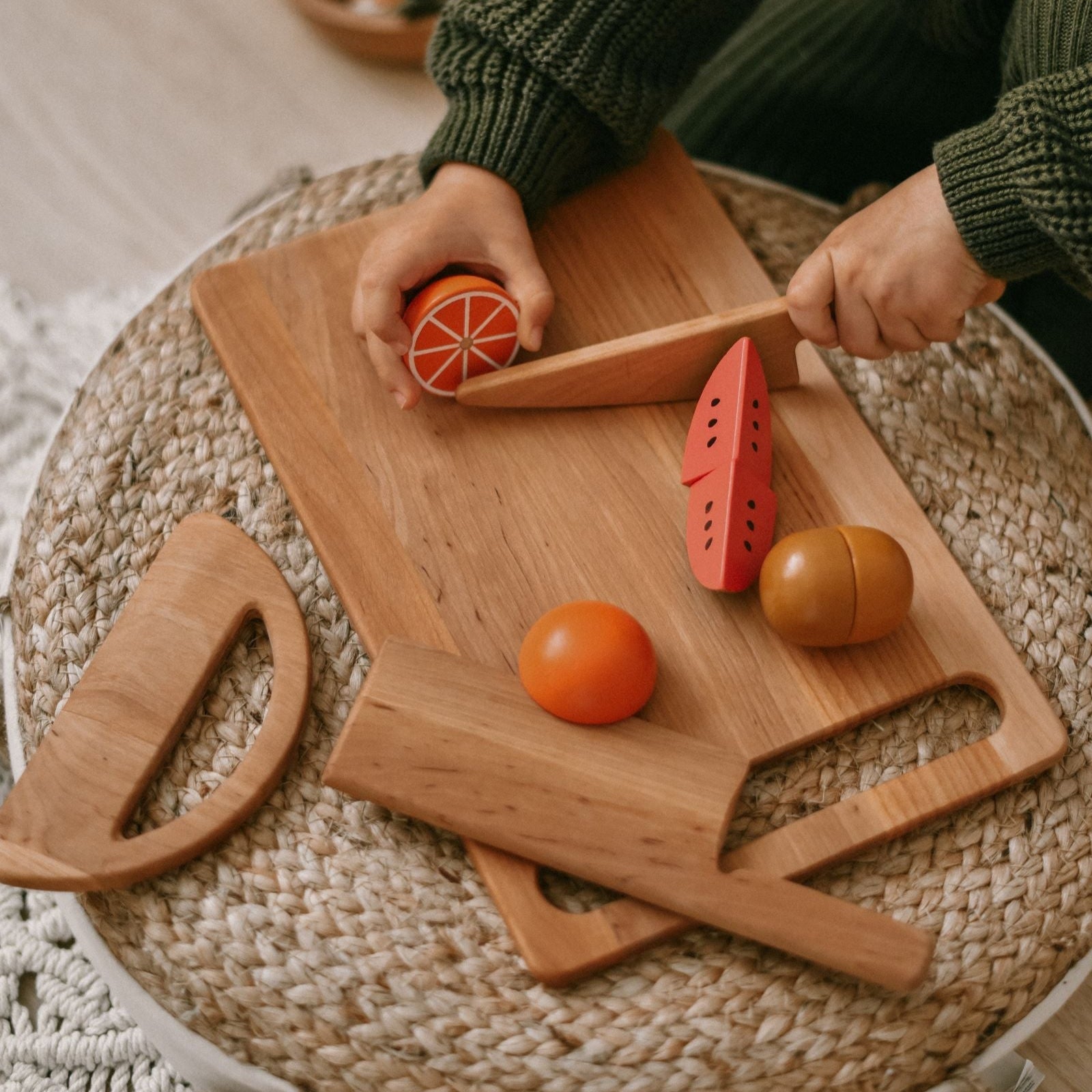 montessori knife and cutting board