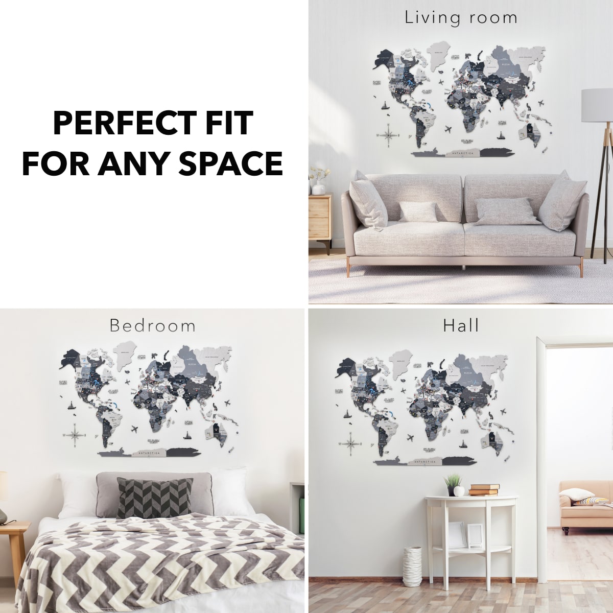 wooden wall 3D map