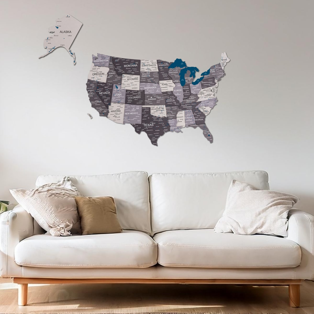 3d us map wall art