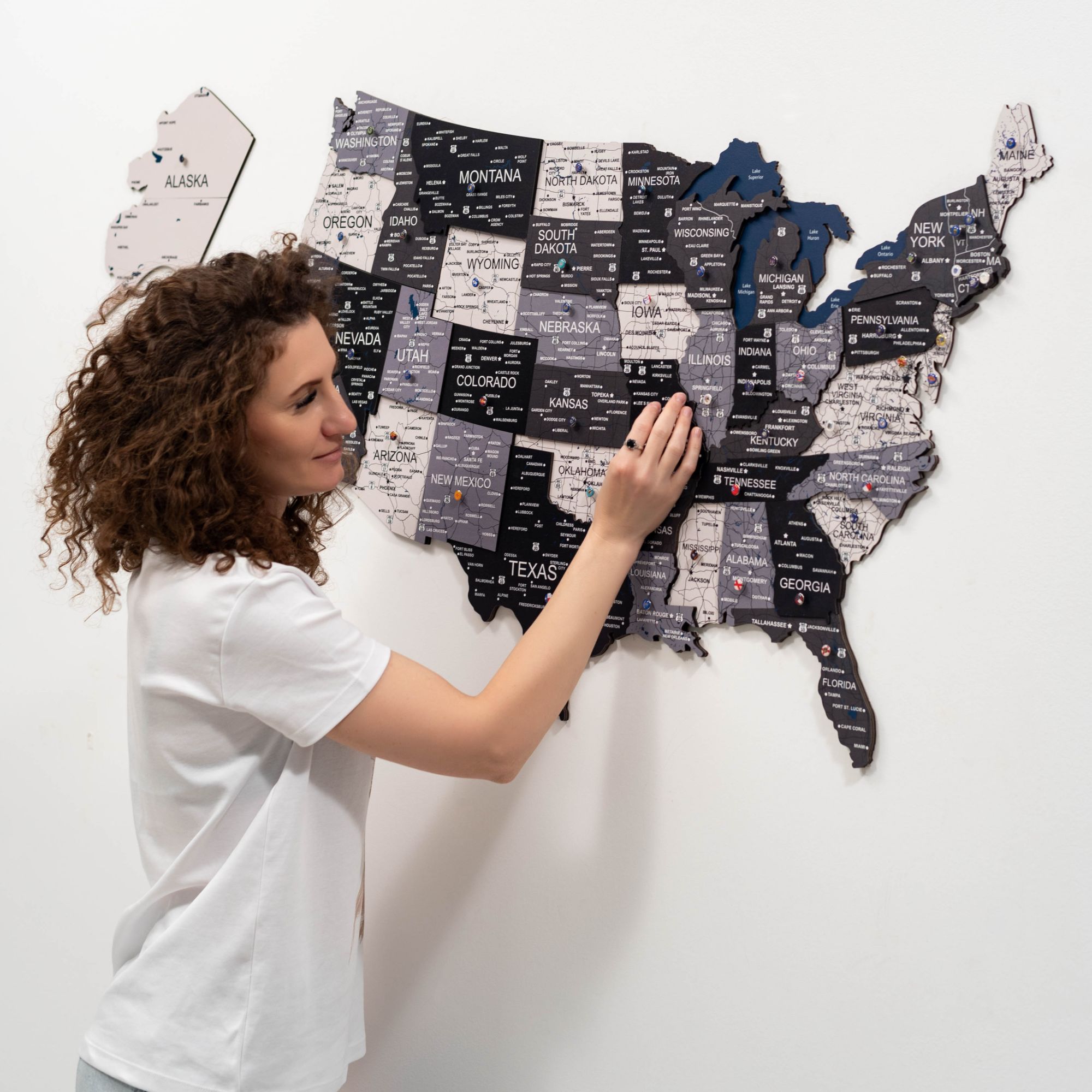 3d us map wall art