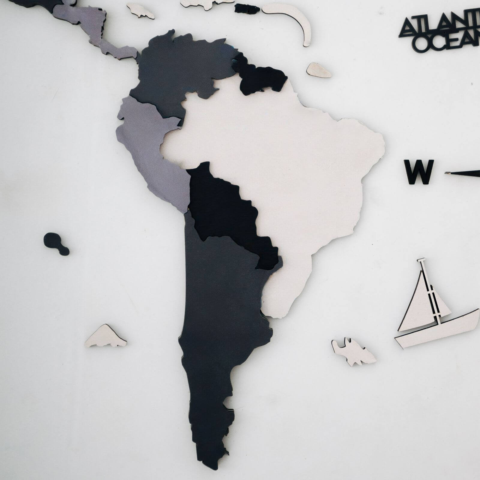 first 3d luminous colored wooden world map