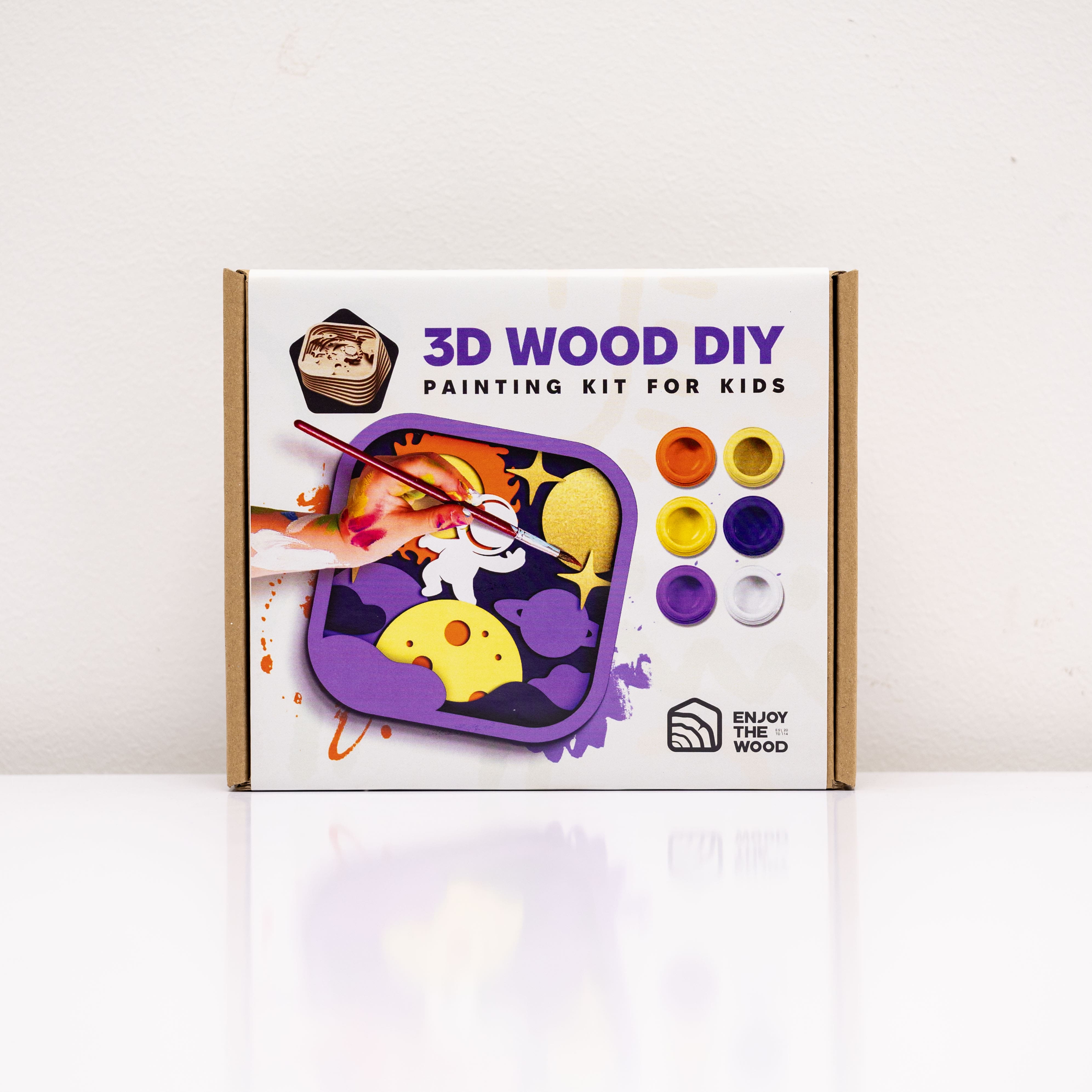 3D Wood DIY painting kit for kids on a white background