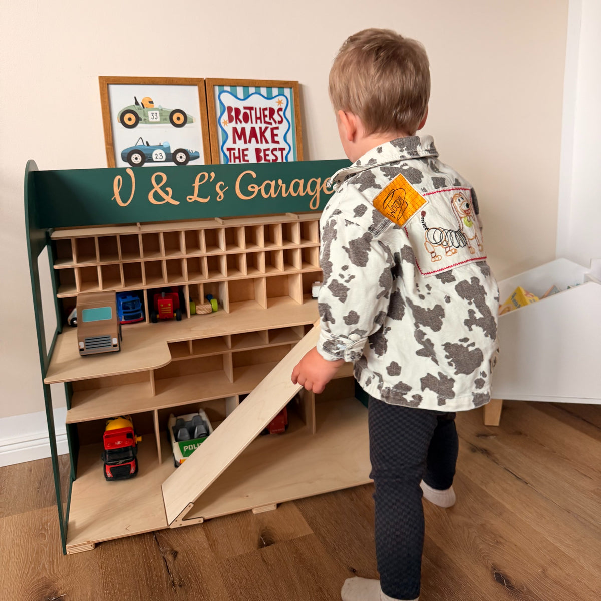 Toy Car Garage Storage - Dark Green by Enjoy The Wood