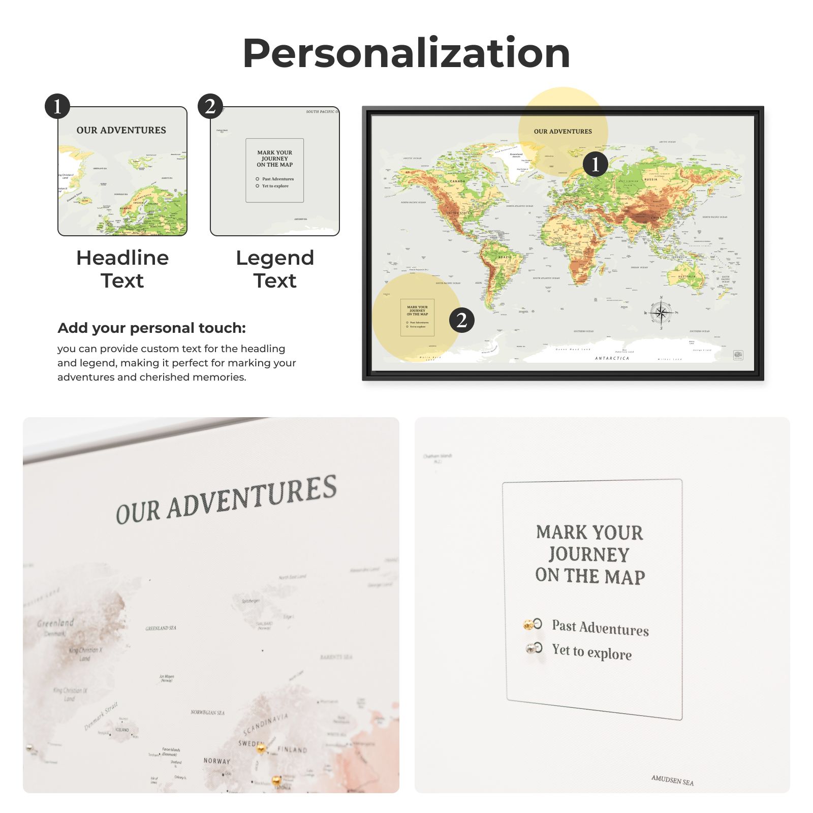 World Map on Canvas - Physical