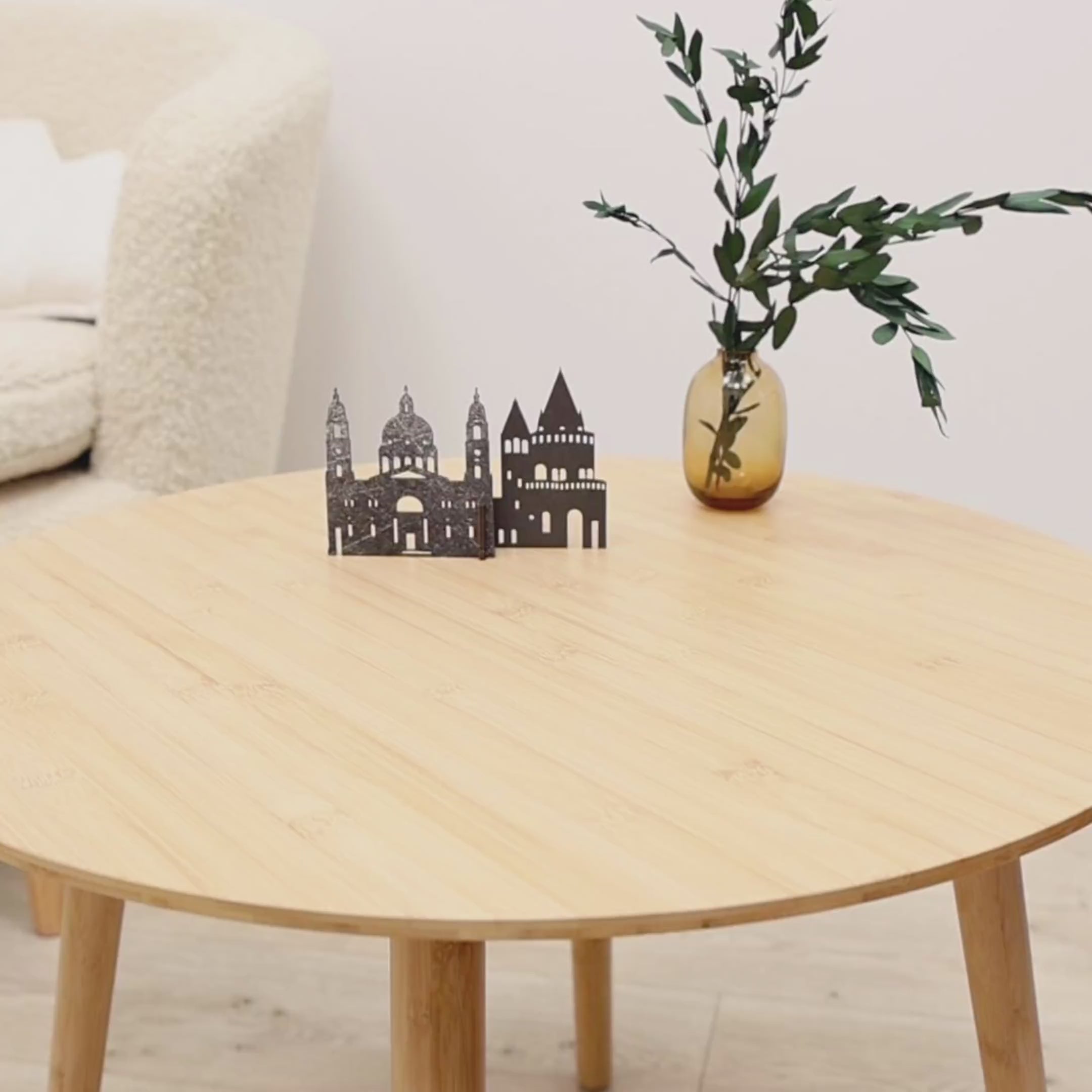 Black metal cityscape model on video