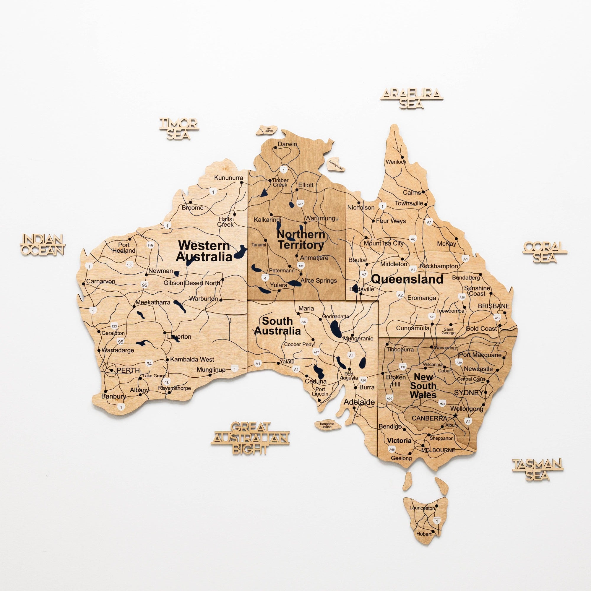 3D Wooden Map of Australia - Gold by Enjoy The Wood