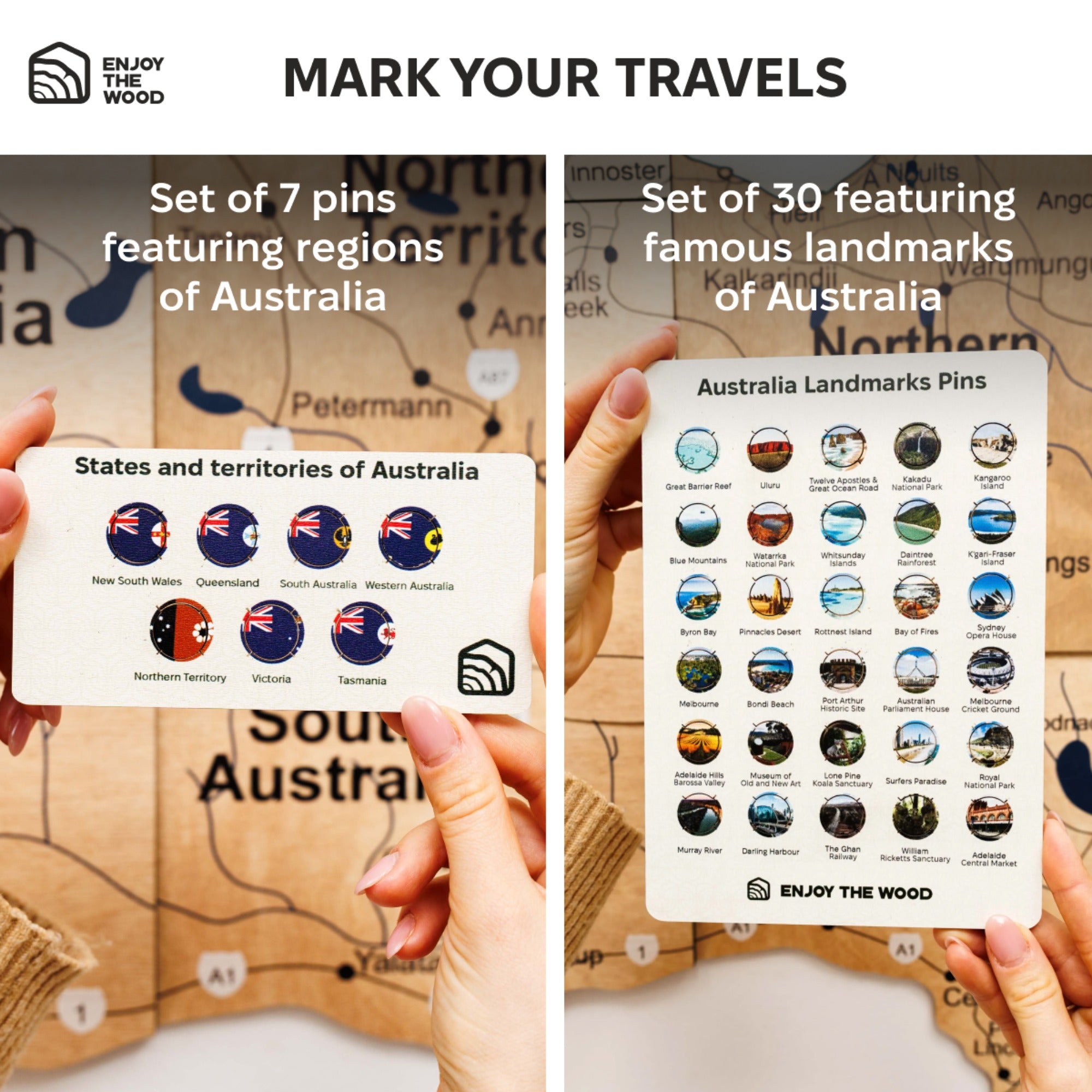 3D Wooden Map of Australia - Gold by Enjoy The Wood