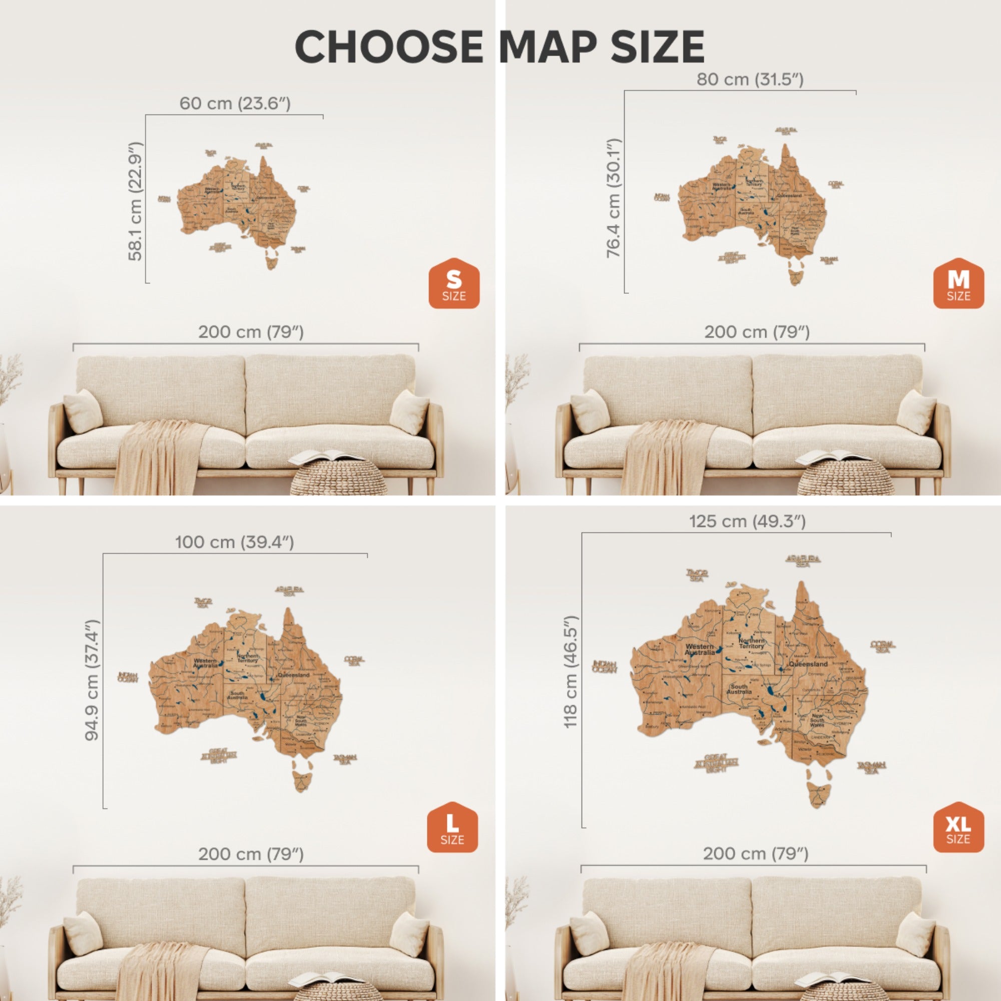 3D Wooden Map of Australia - Gold by Enjoy The Wood