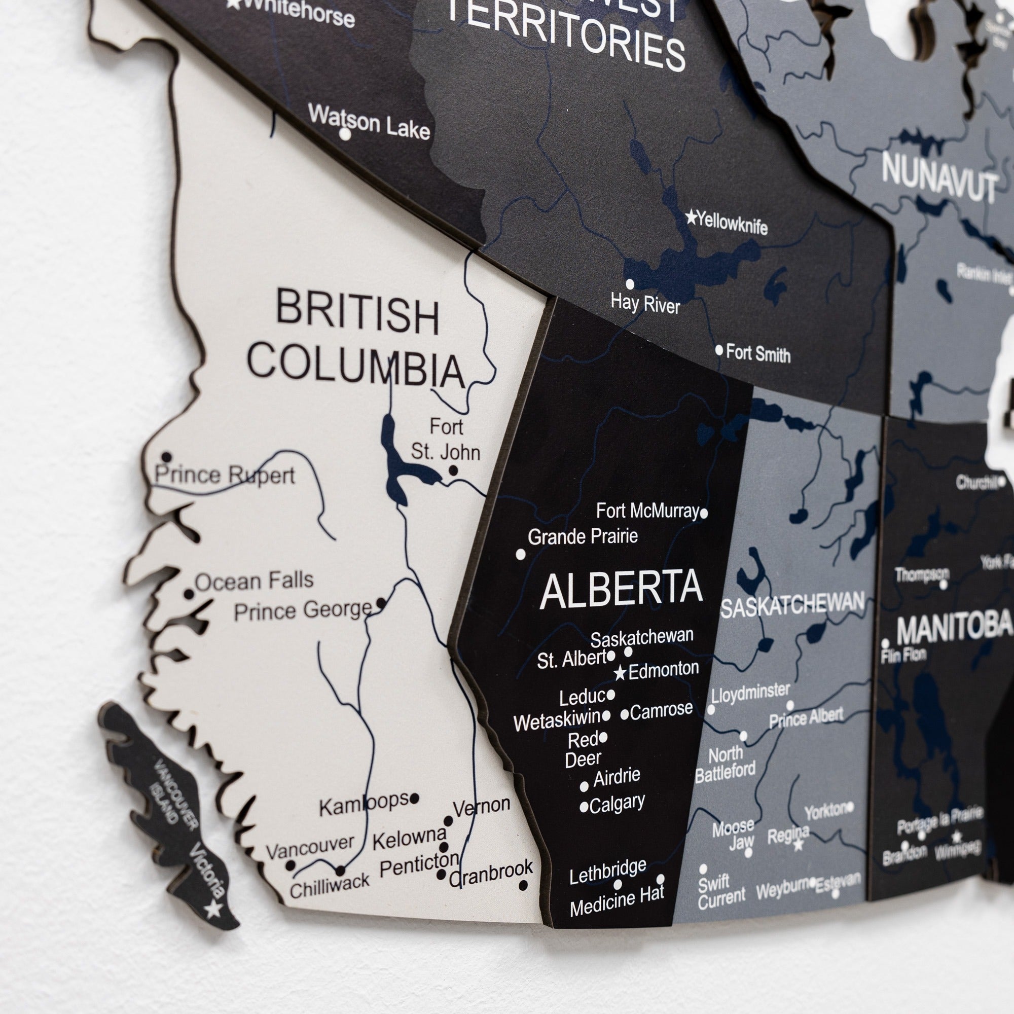 Map of Canada with British Columbia, Alberta, and other provinces on a white background