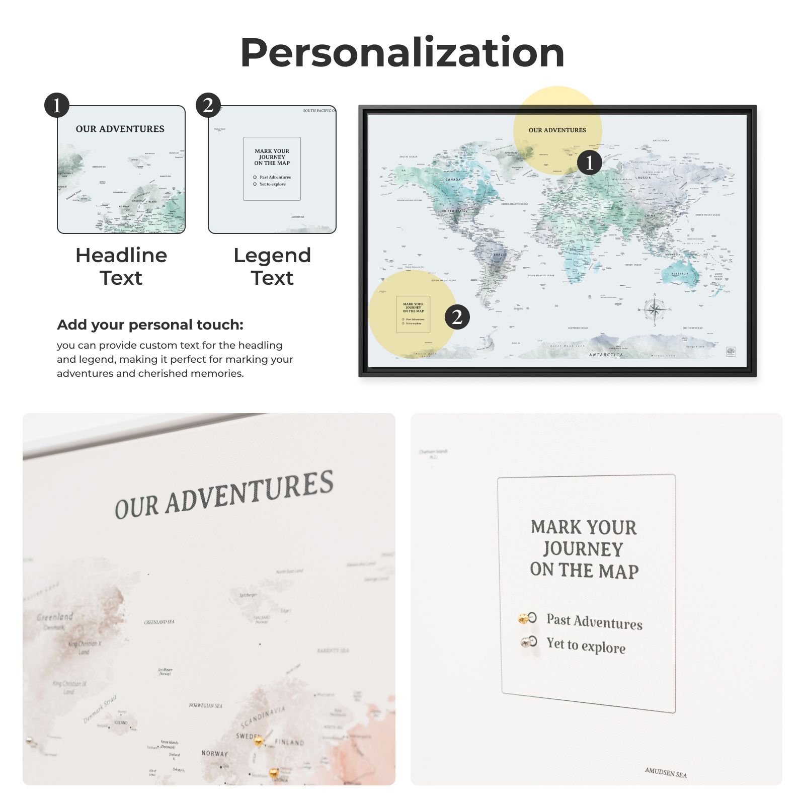 World Map on Canvas - Sky Blue