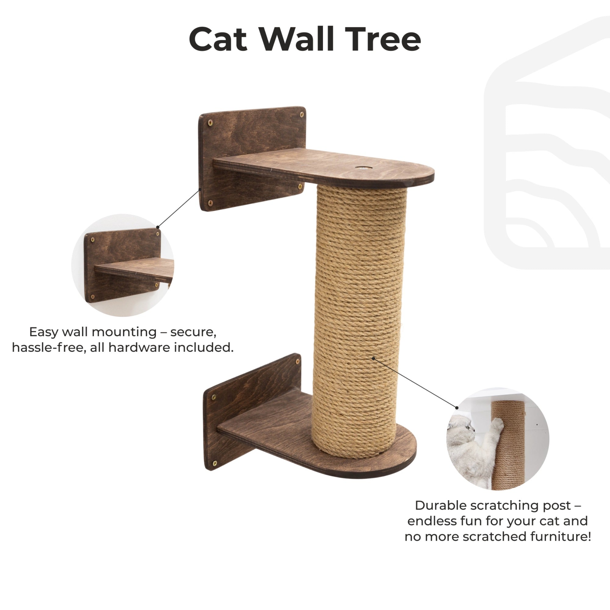 Small Cat Tree – Dark Walnut